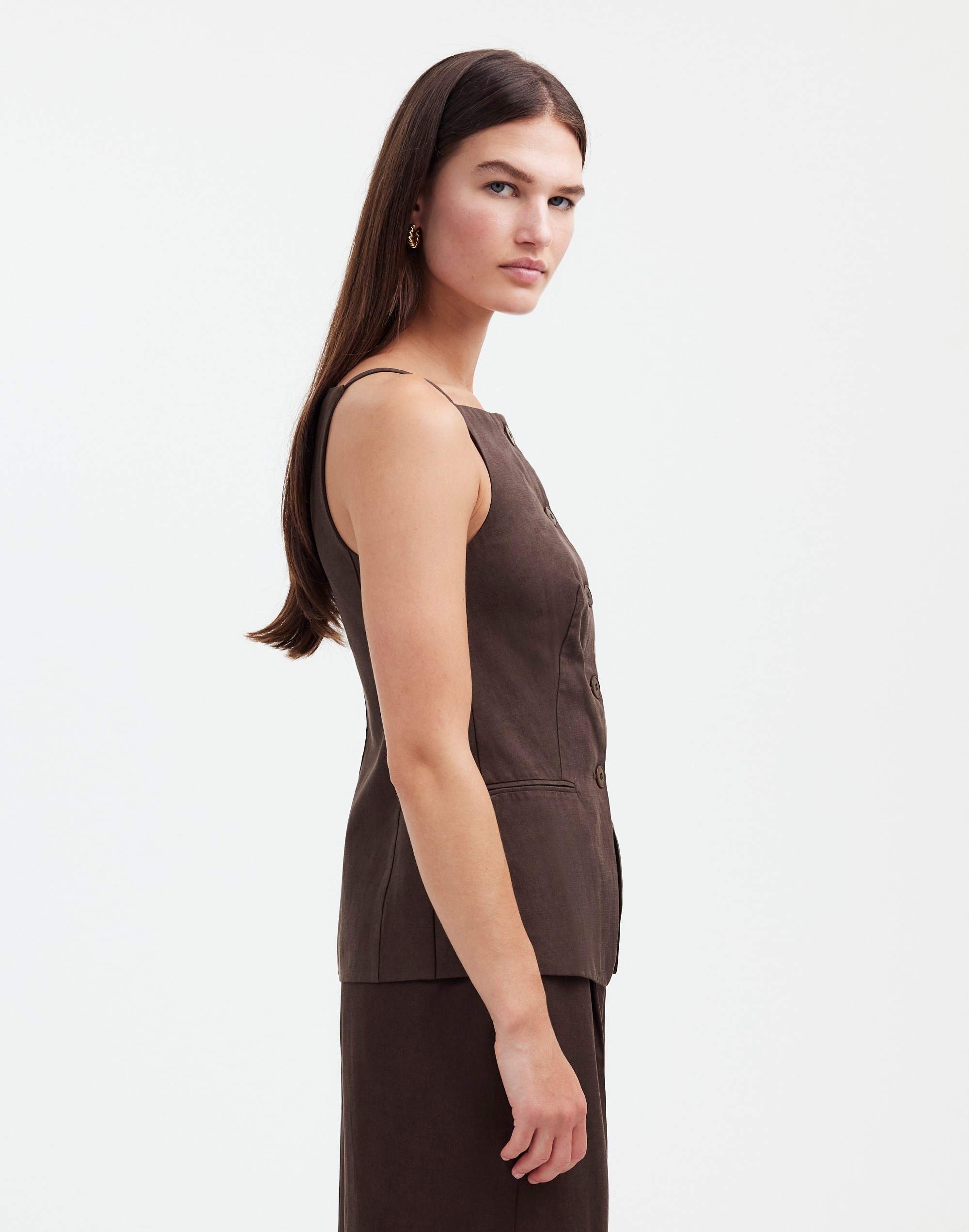 Square-Neck Vest Drapey Twill | Madewell