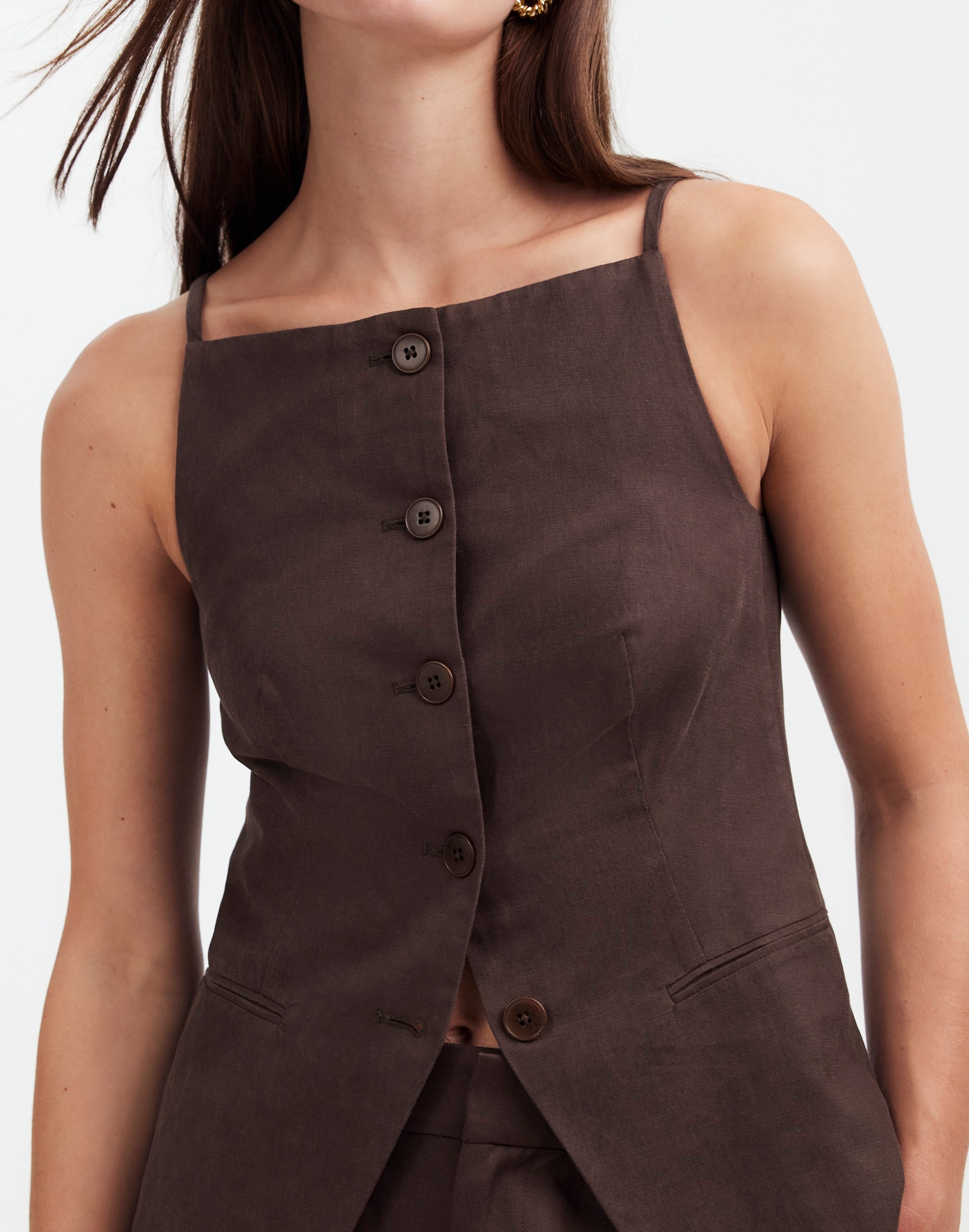 Square-Neck Vest Drapey Twill | Madewell