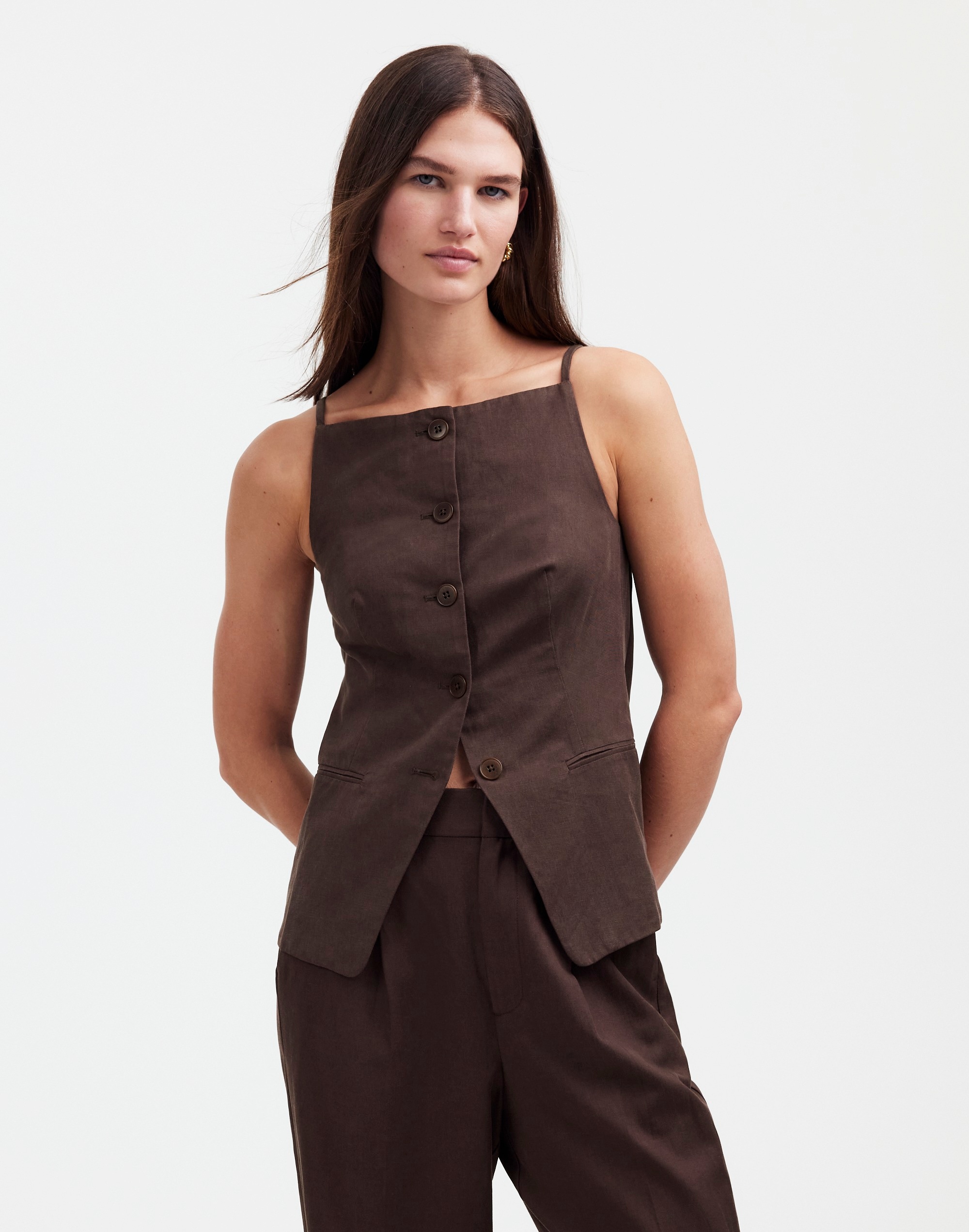 Square-Neck Vest Drapey Twill | Madewell