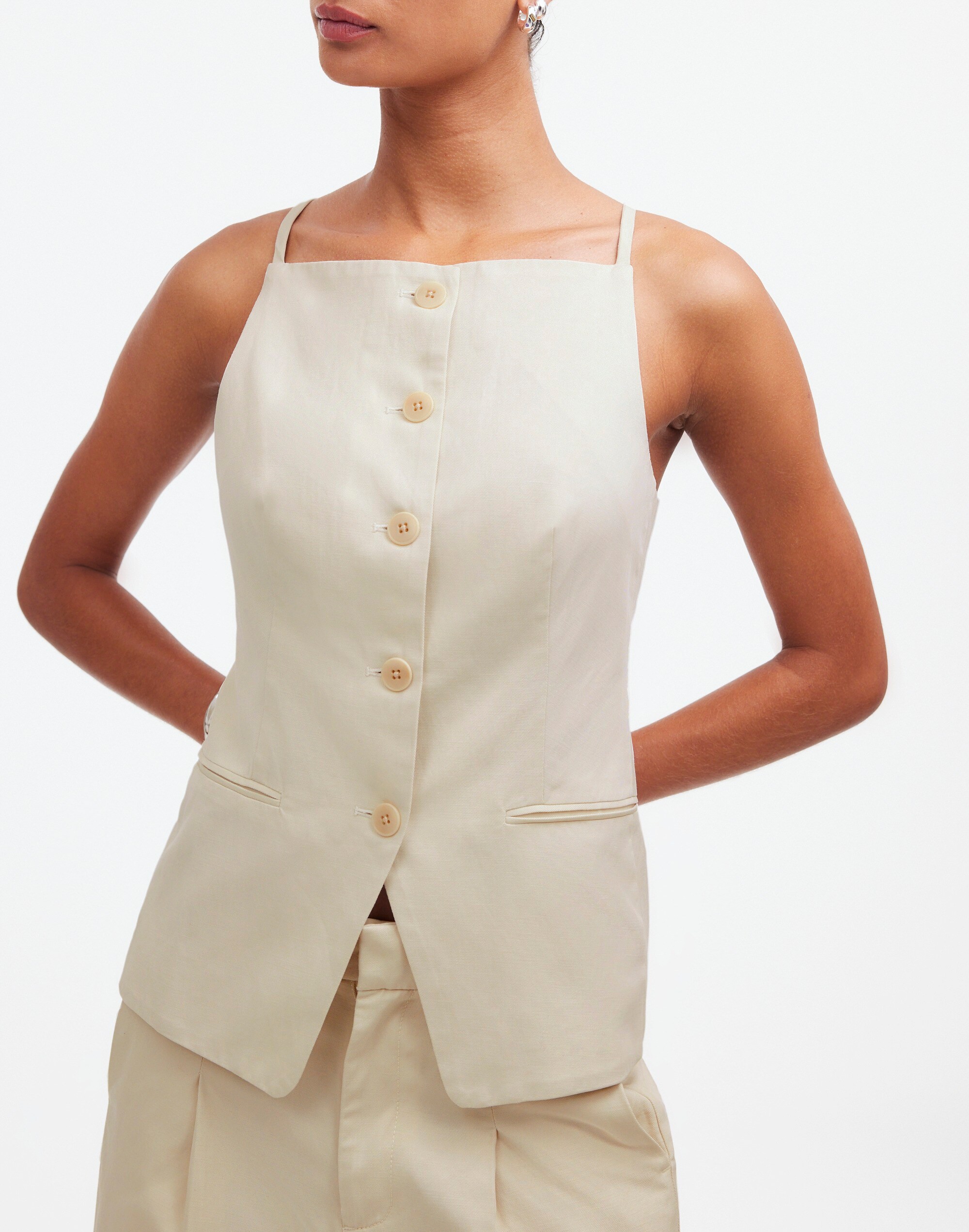 Square-Neck Vest in Drapey Twill | Madewell