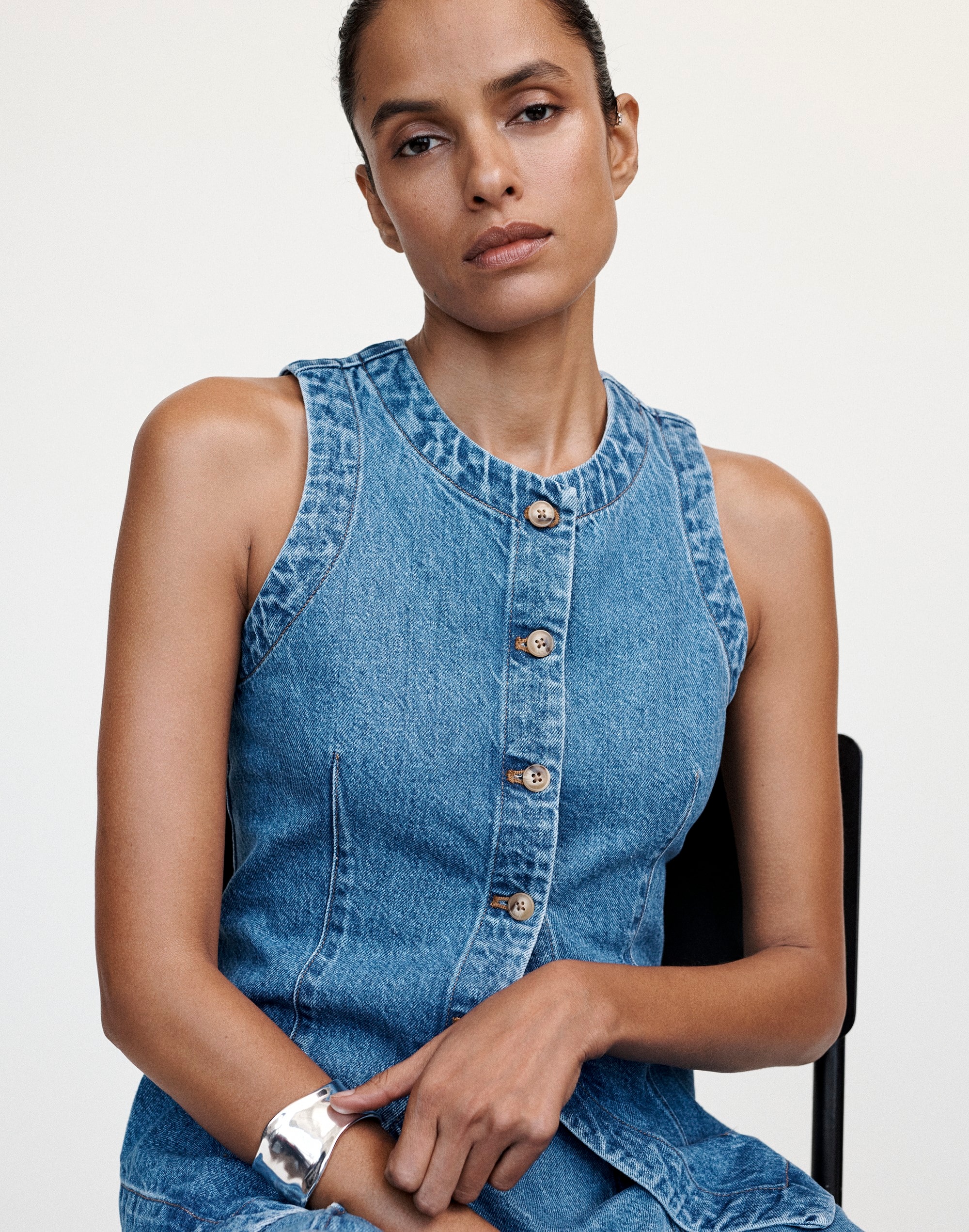 Denim Crewneck Vest in Java Wash | Madewell