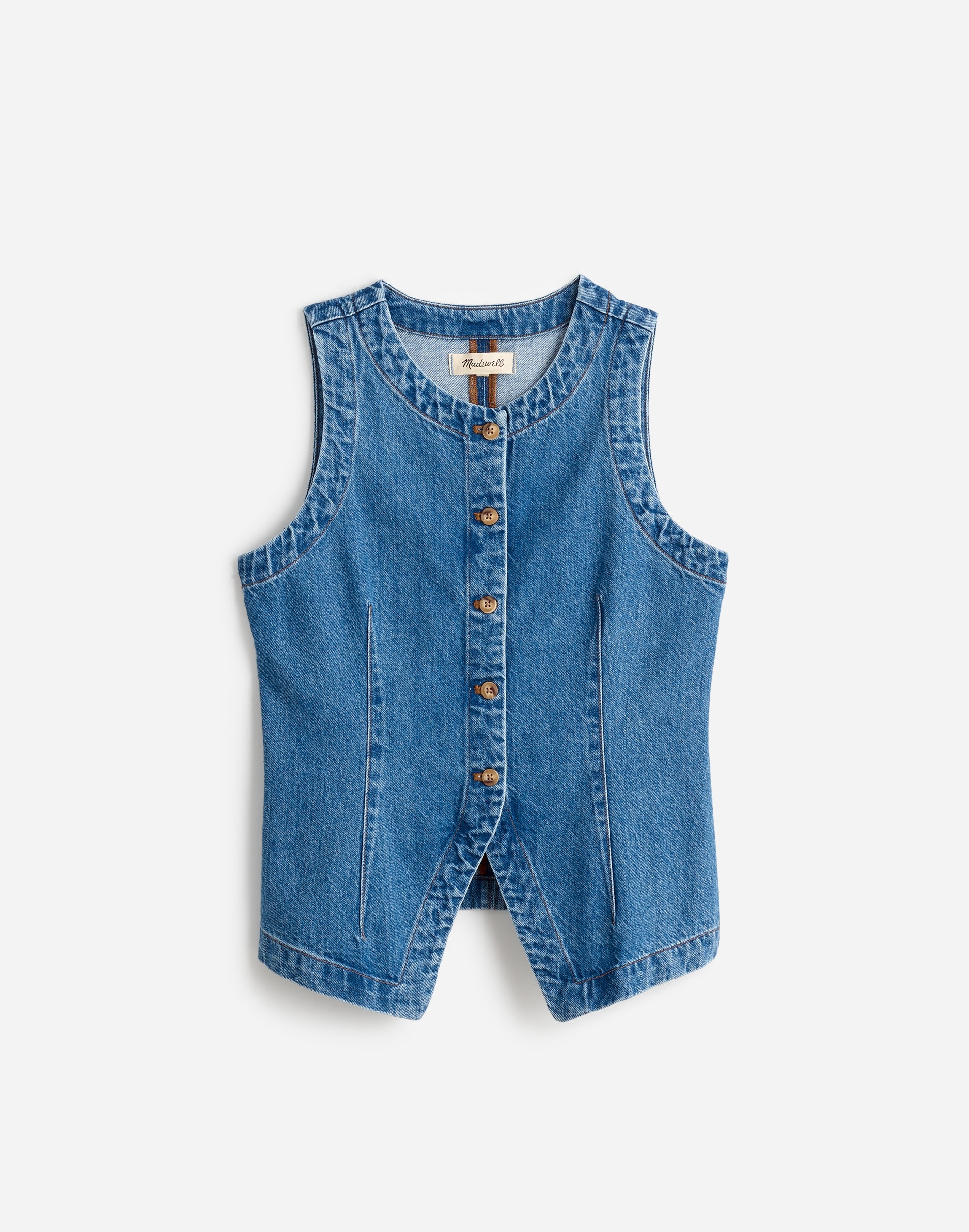 Denim Crewneck Vest in Java Wash | Madewell