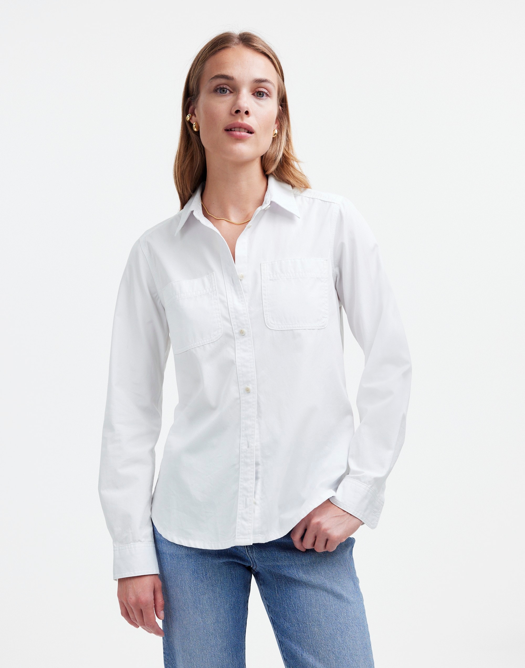 Denim Button-Up Shirt Eyelet White: Garment-Dyed Edition | Madewell