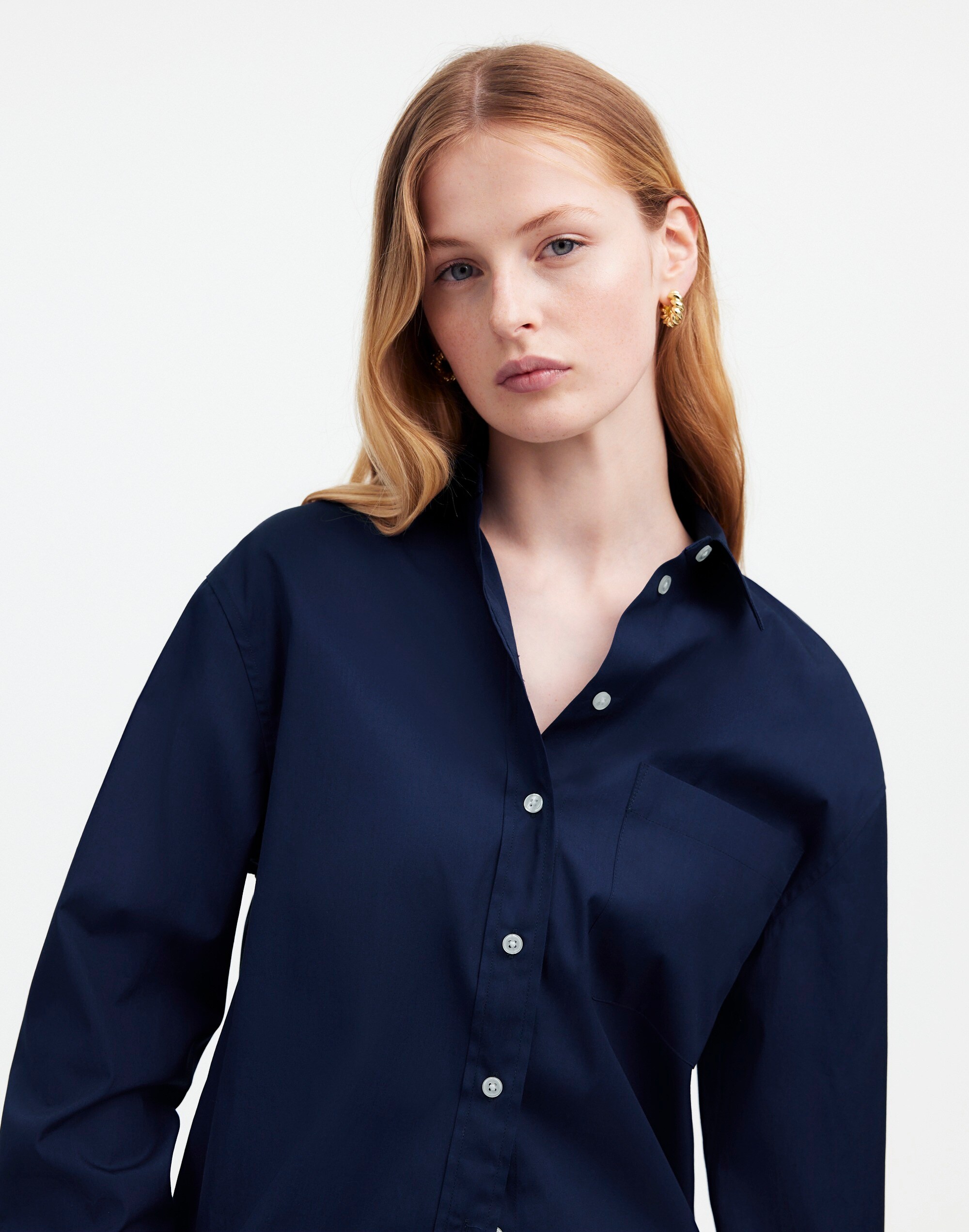 Shop Mw Relaxed Button-up Shirt In Deep Cobalt