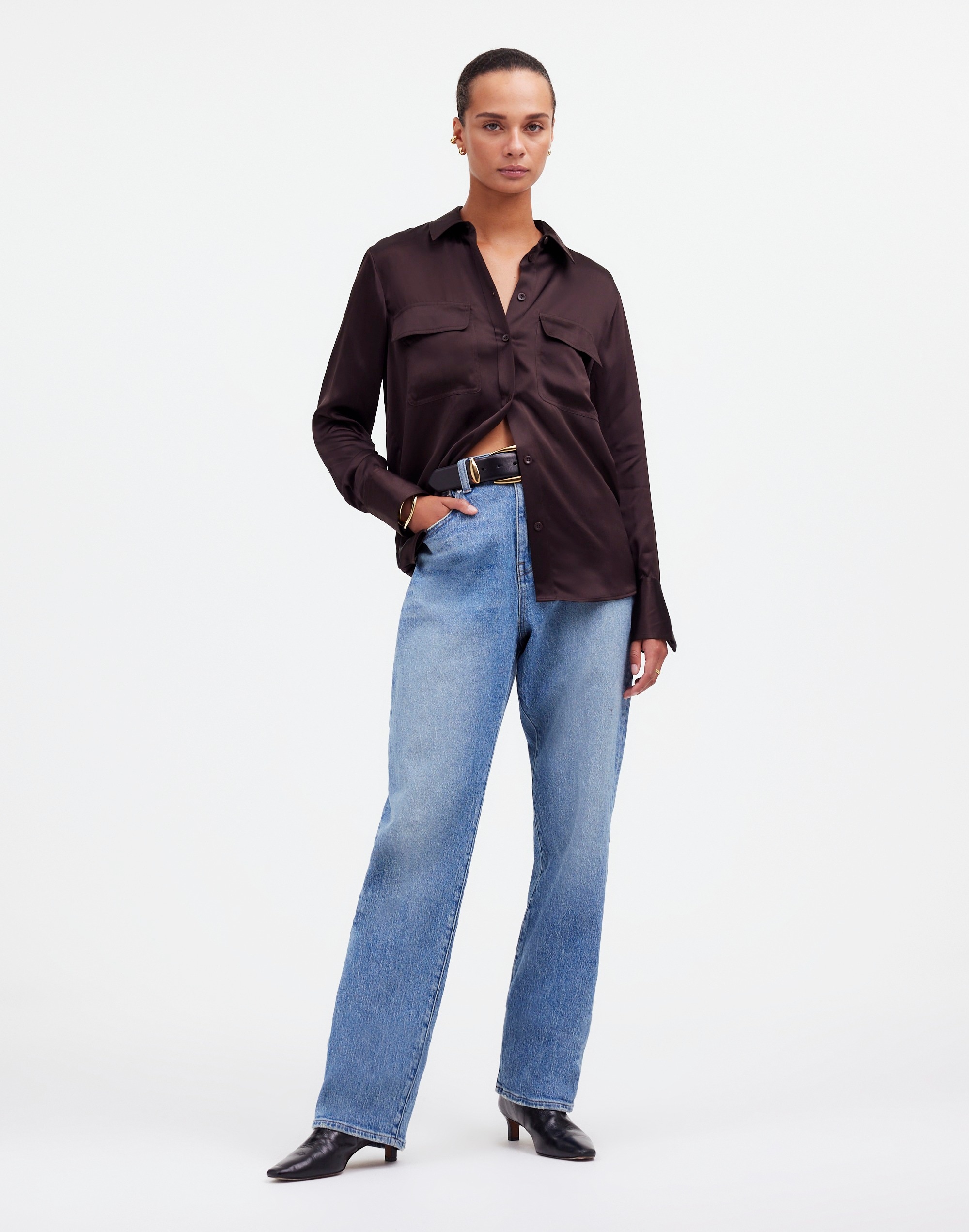 Silk Flap-Pocket Button-Up Shirt | Madewell