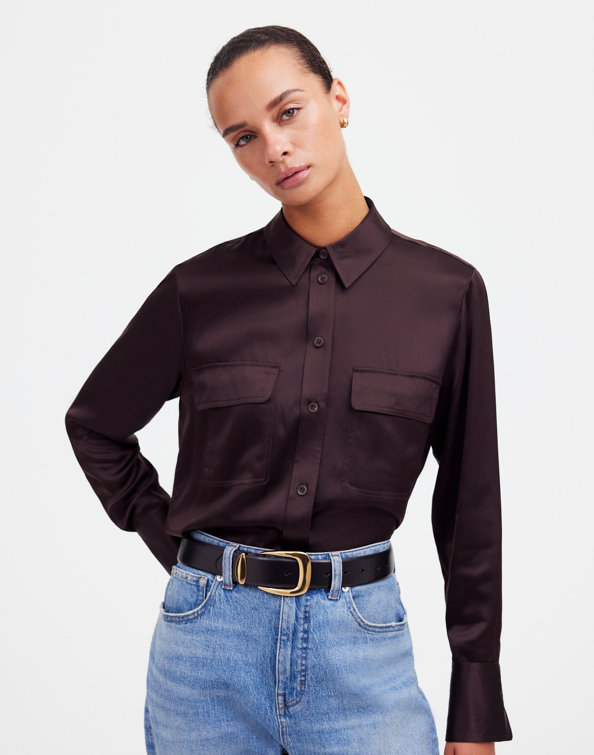 Silk Flap-Pocket Button-Up Shirt | Madewell