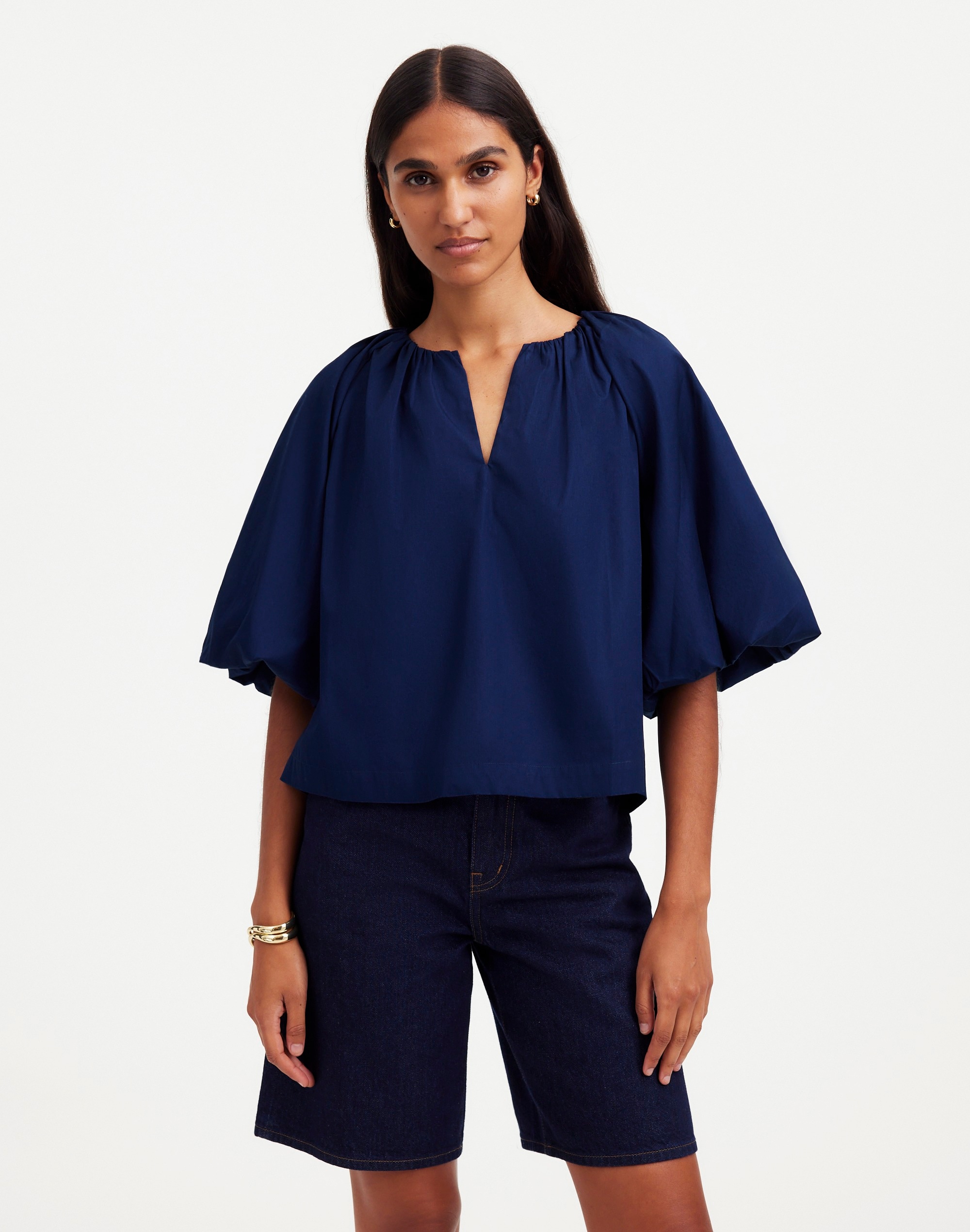 Bubble-Sleeve Top Poplin | Madewell