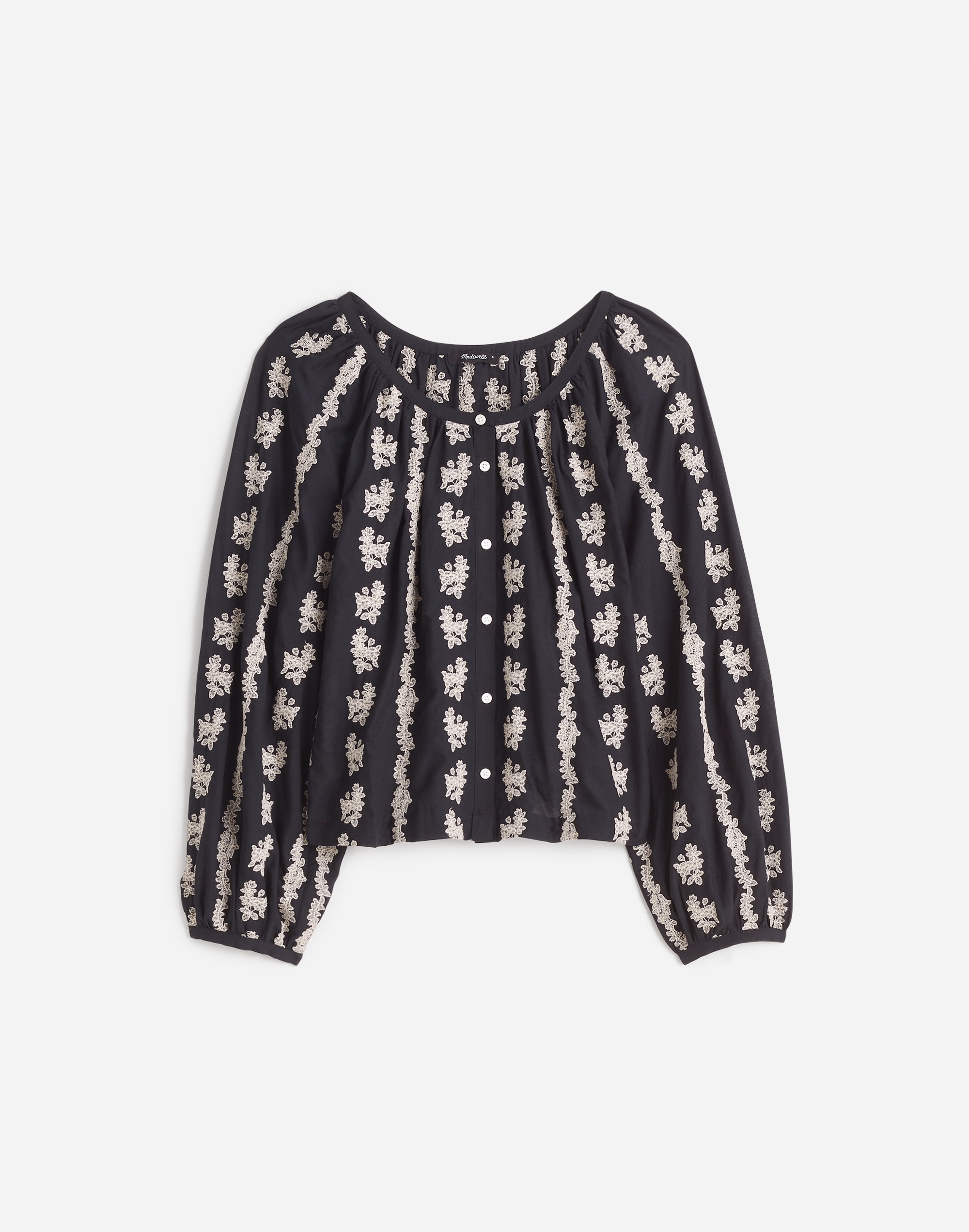 Embroidered Puff-Sleeve A-Line Top | Madewell