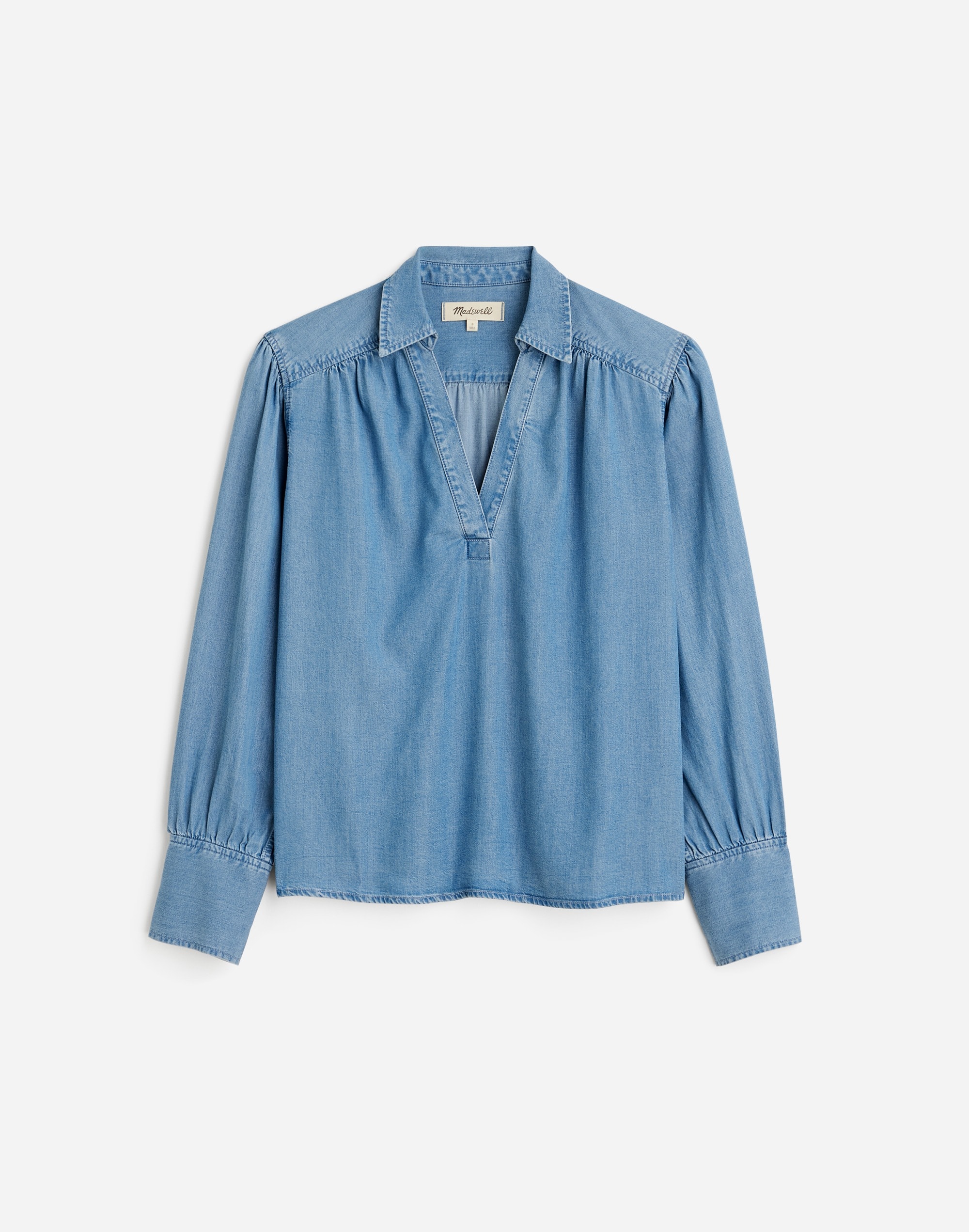 Chambray Easy Y-Neck Button-Up Shirt Ritch Wash | Madewell