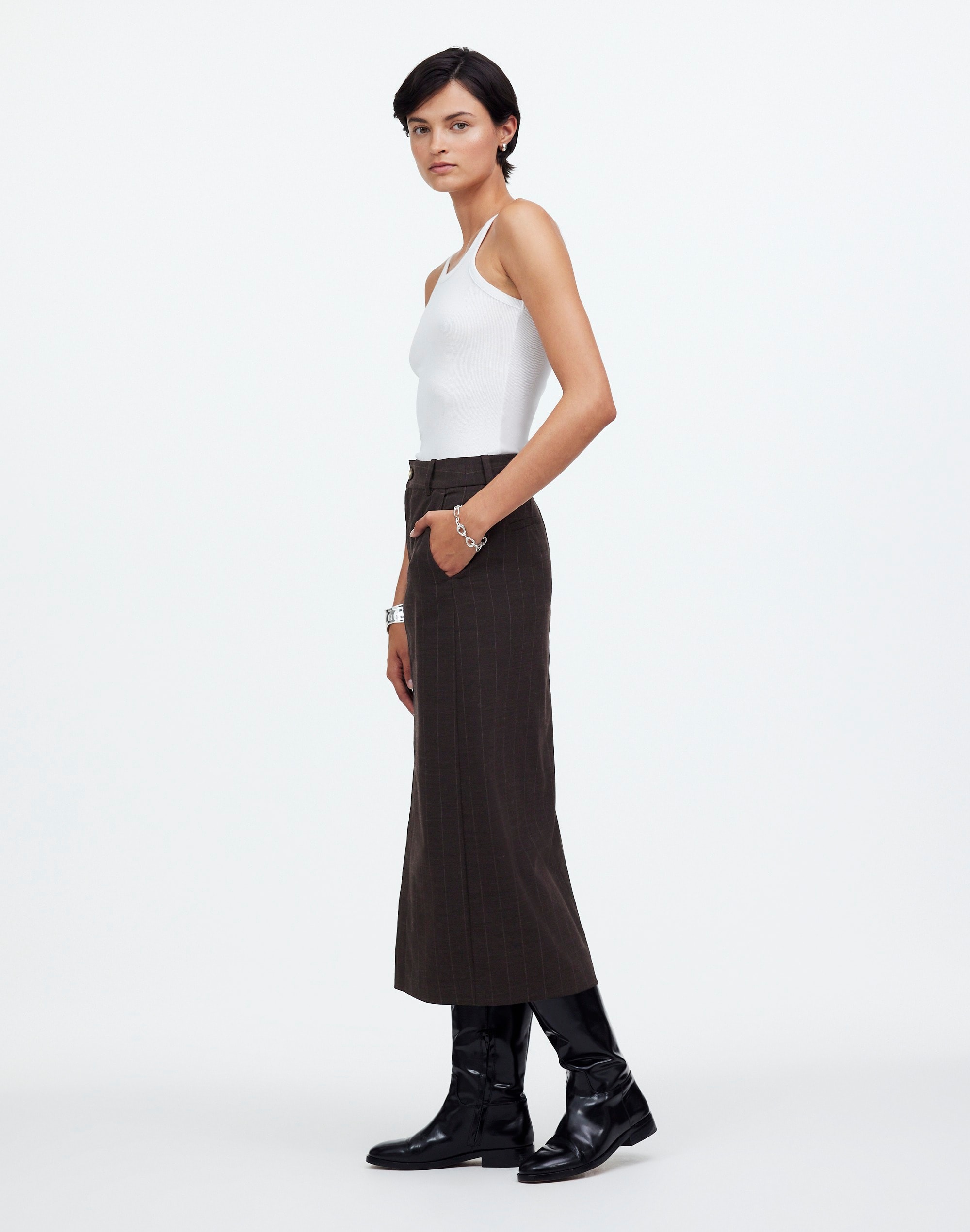 Tailored Midi Skirt Stripe | Madewell