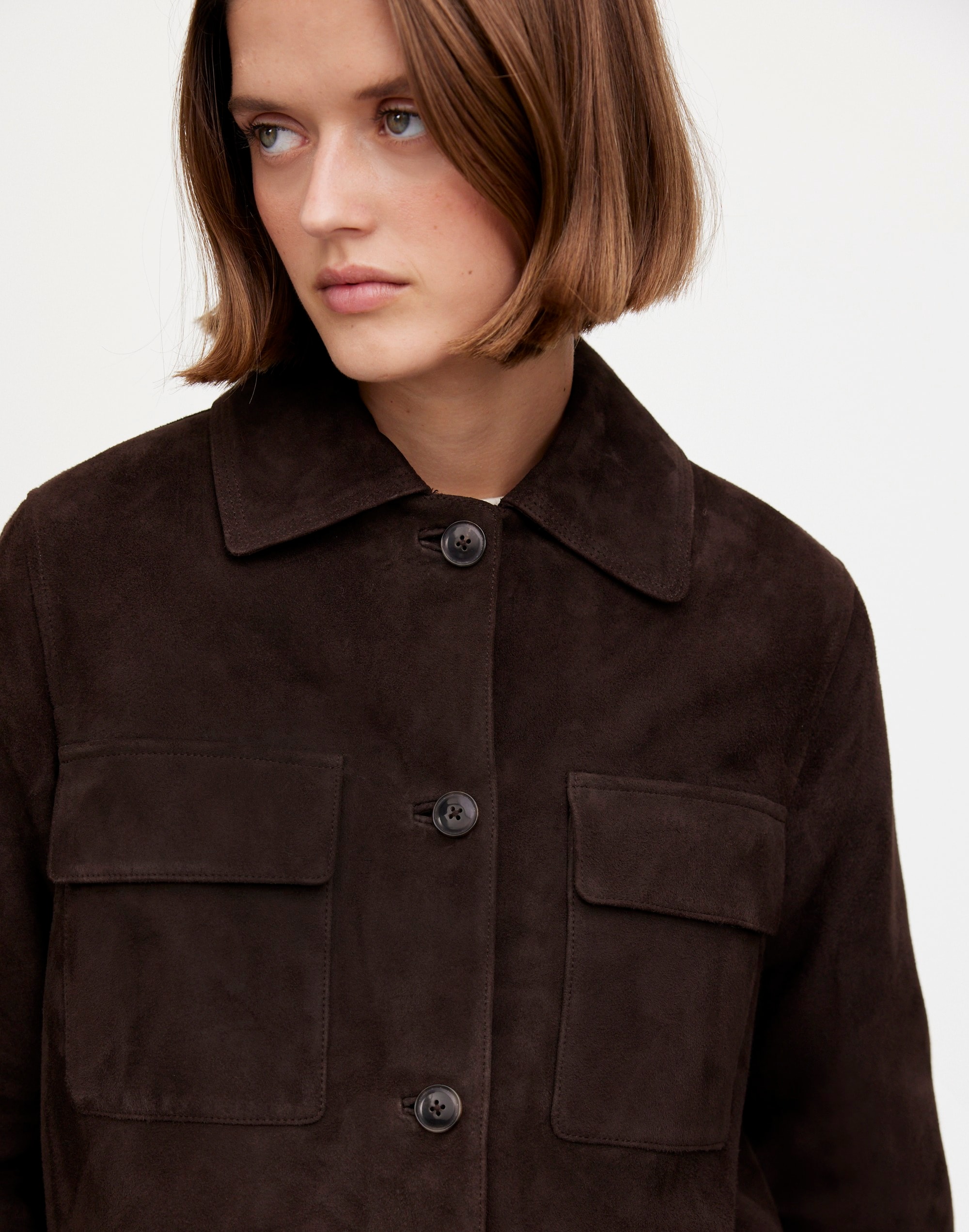 Stitched-Collar Shirt-Jacket Suede | Madewell