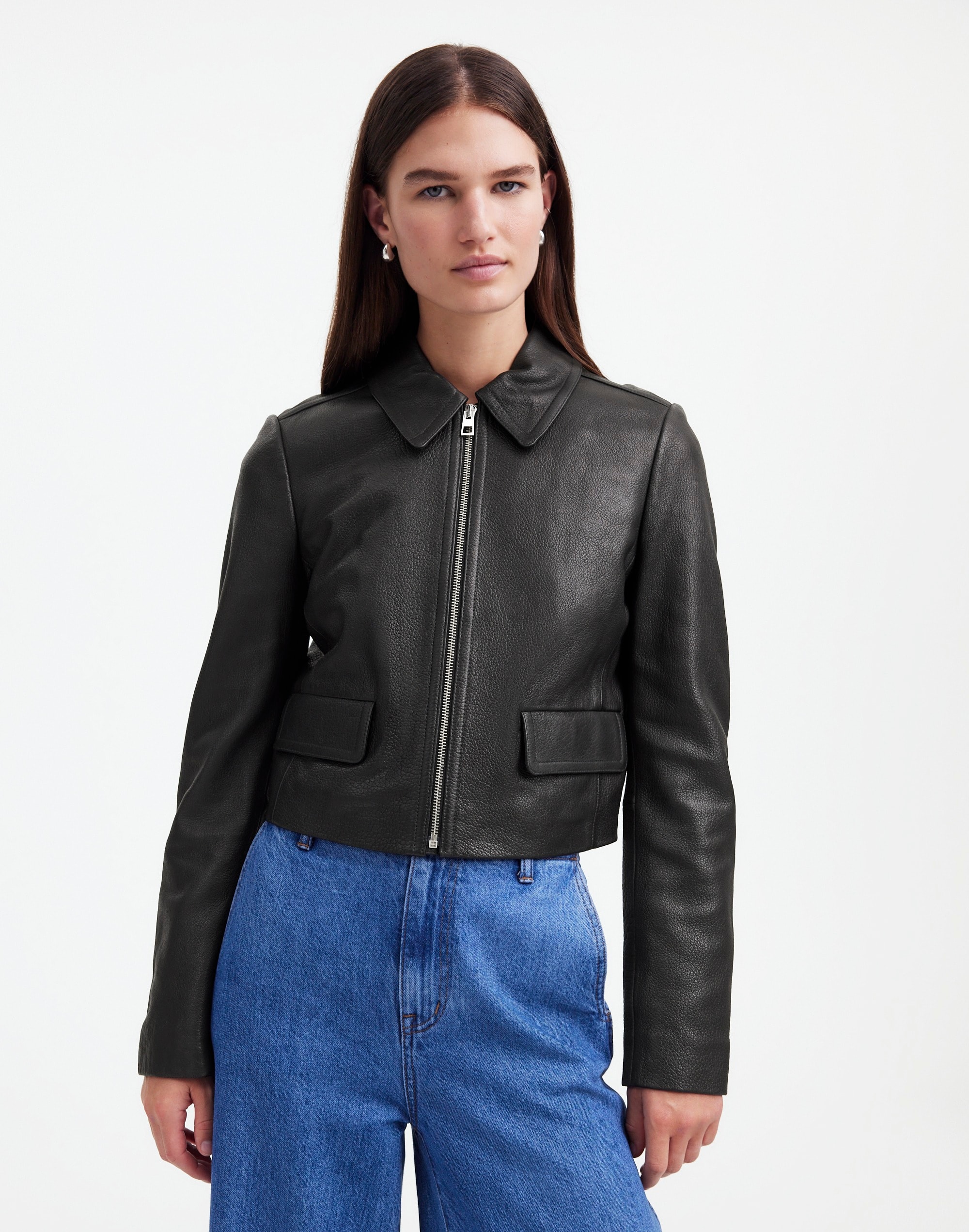 Shrunken Zip-Front Jacket Leather | Madewell