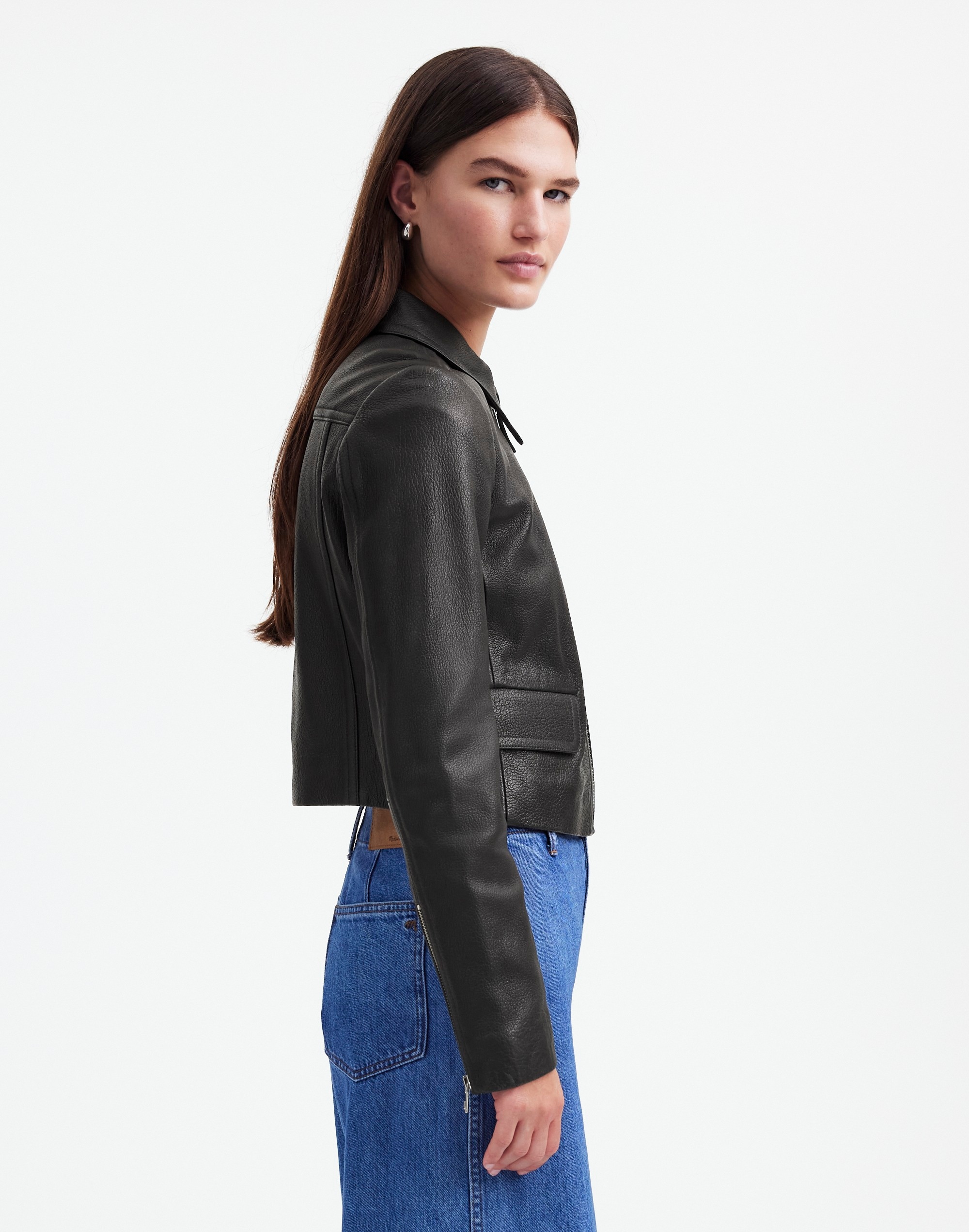 Shrunken Zip-Front Jacket Leather | Madewell