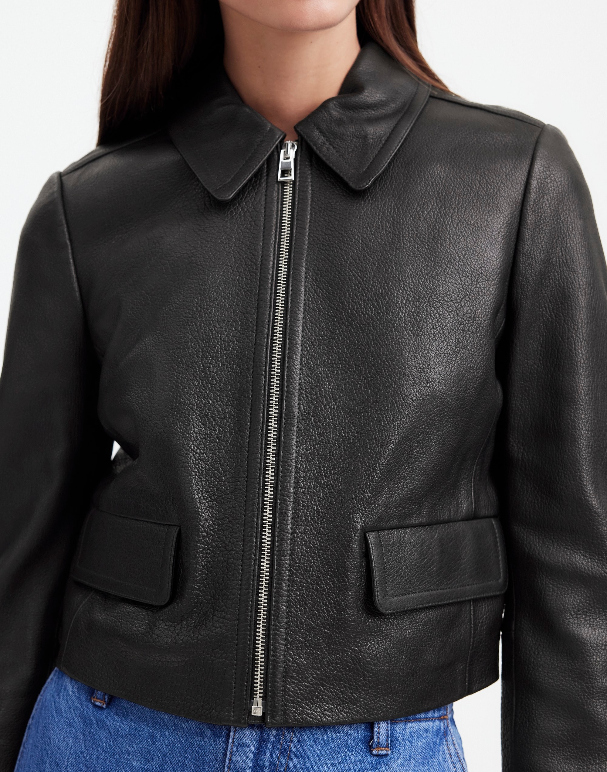 Shrunken Zip-Front Jacket Leather | Madewell