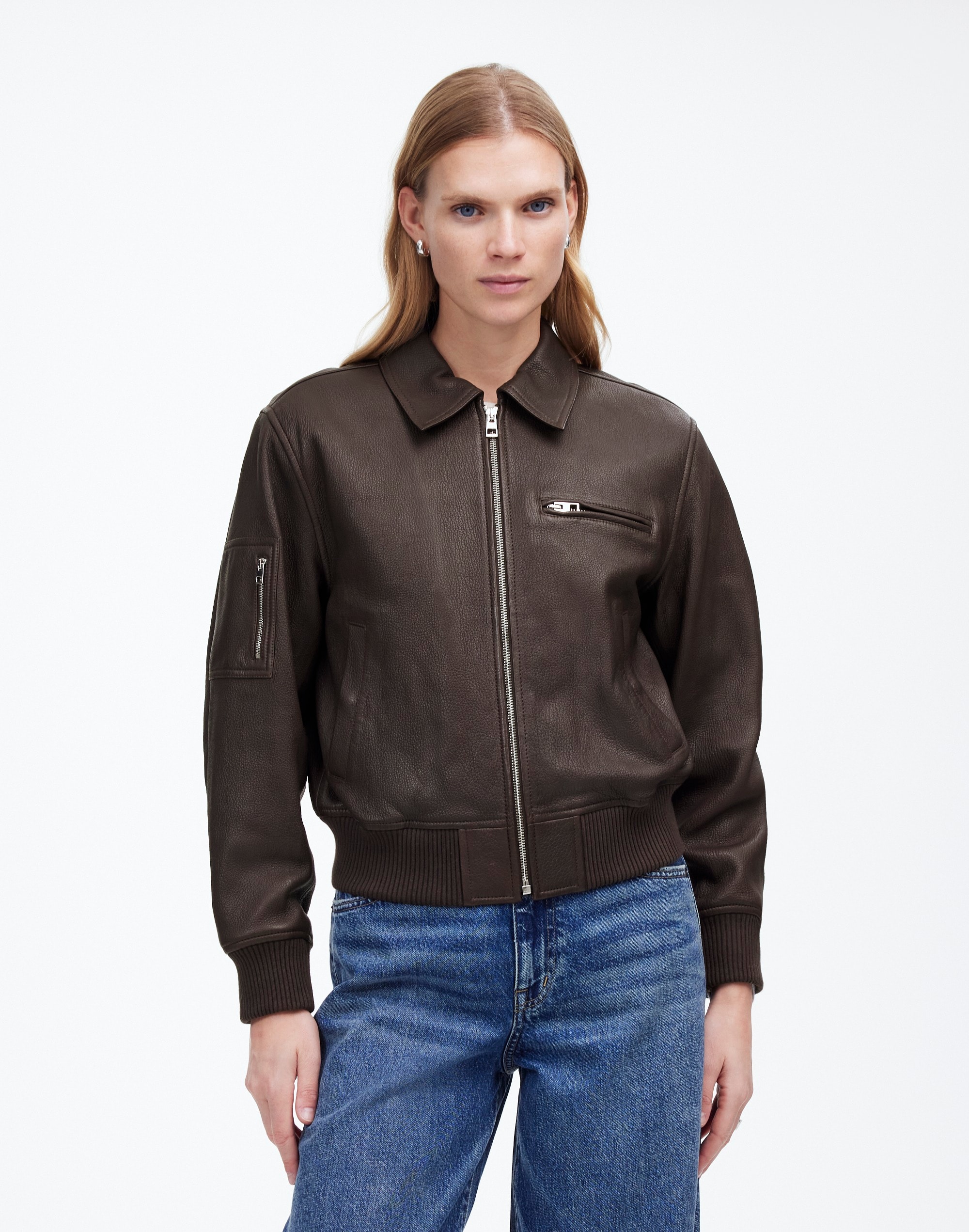 Relaxed Leather Bomber Jacket | Madewell