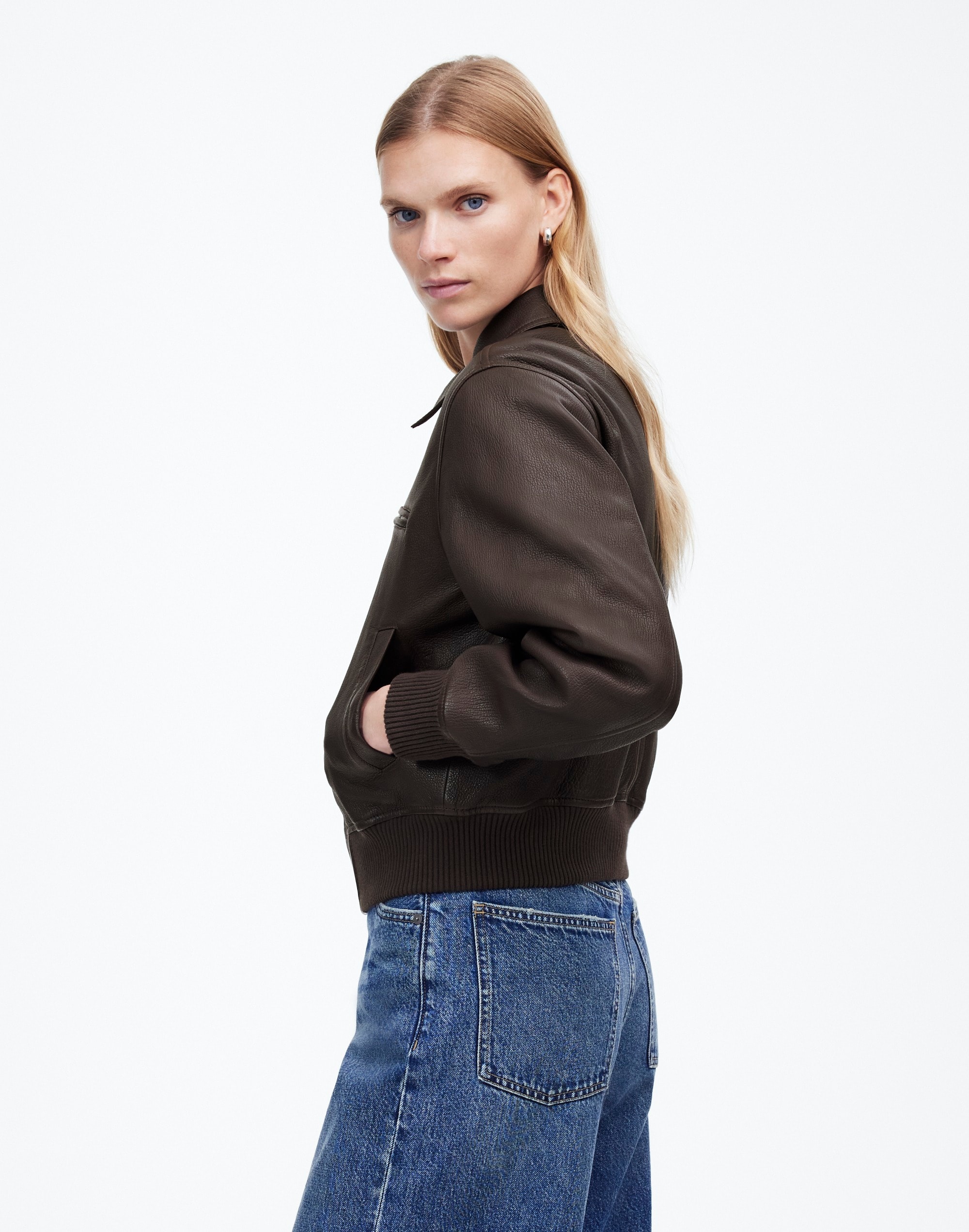 Relaxed Leather Bomber Jacket | Madewell