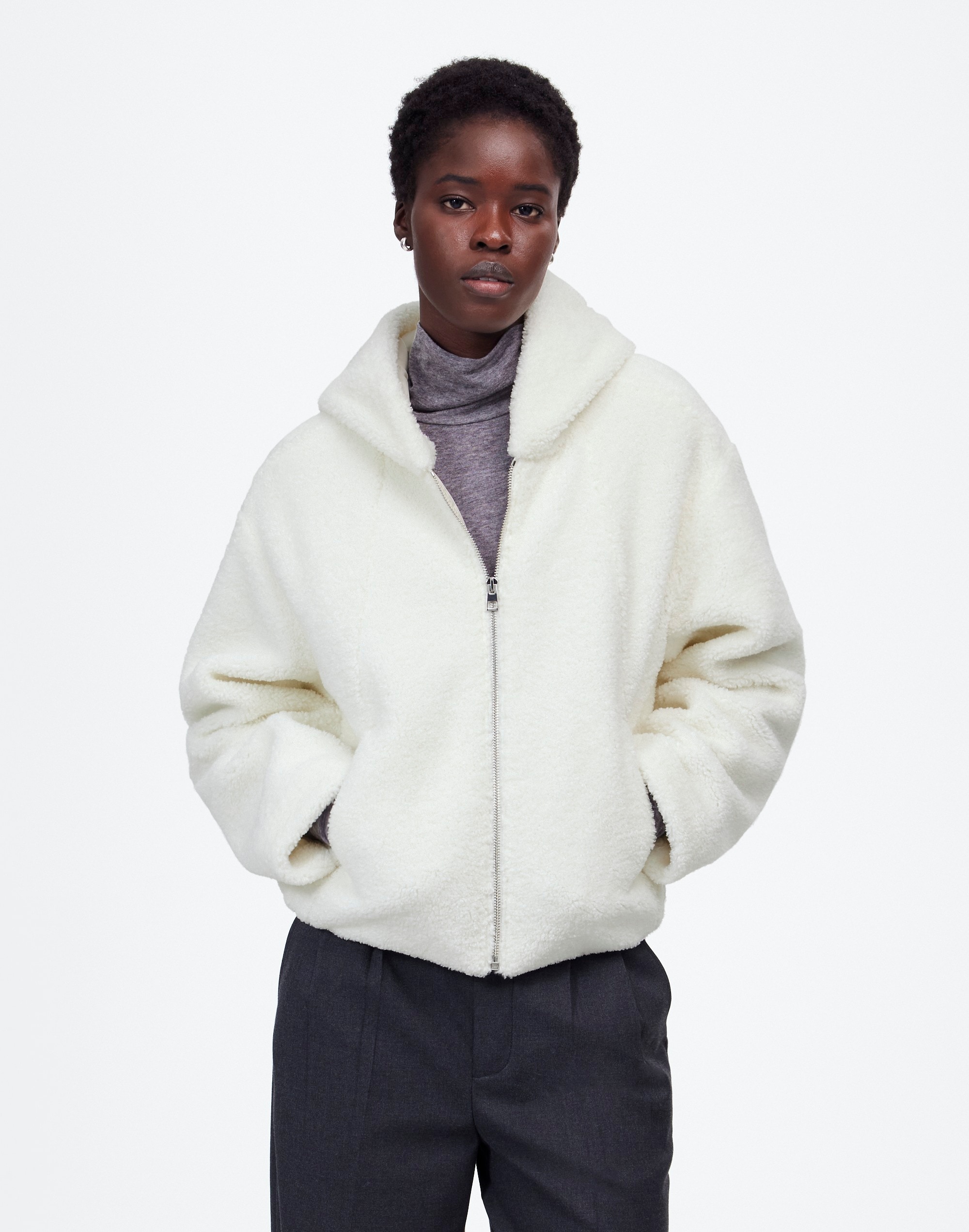 Sherpa Zip-Front Bomber Jacket | Madewell