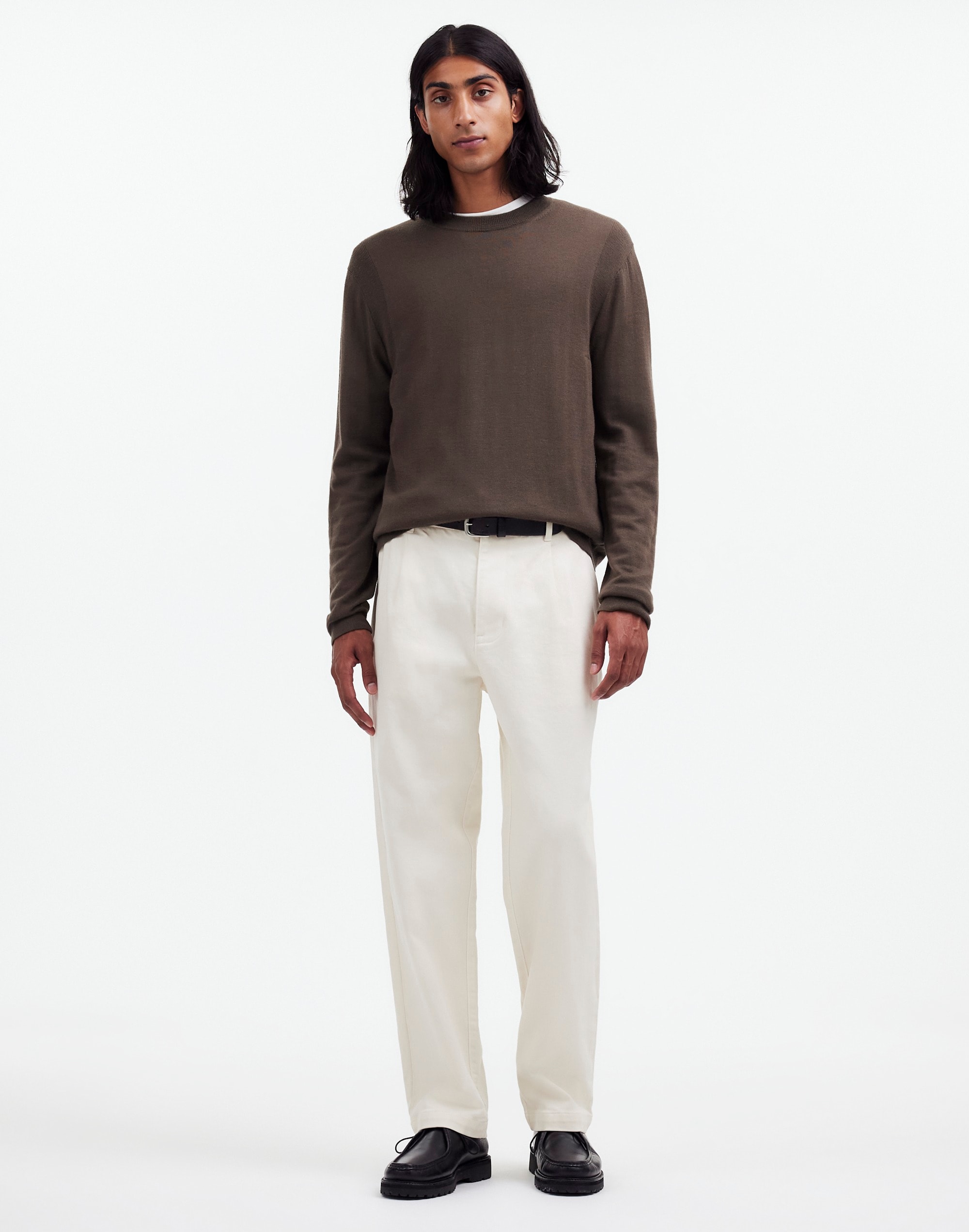 Mw Pleated Twill Trousers In Vintage Ivory