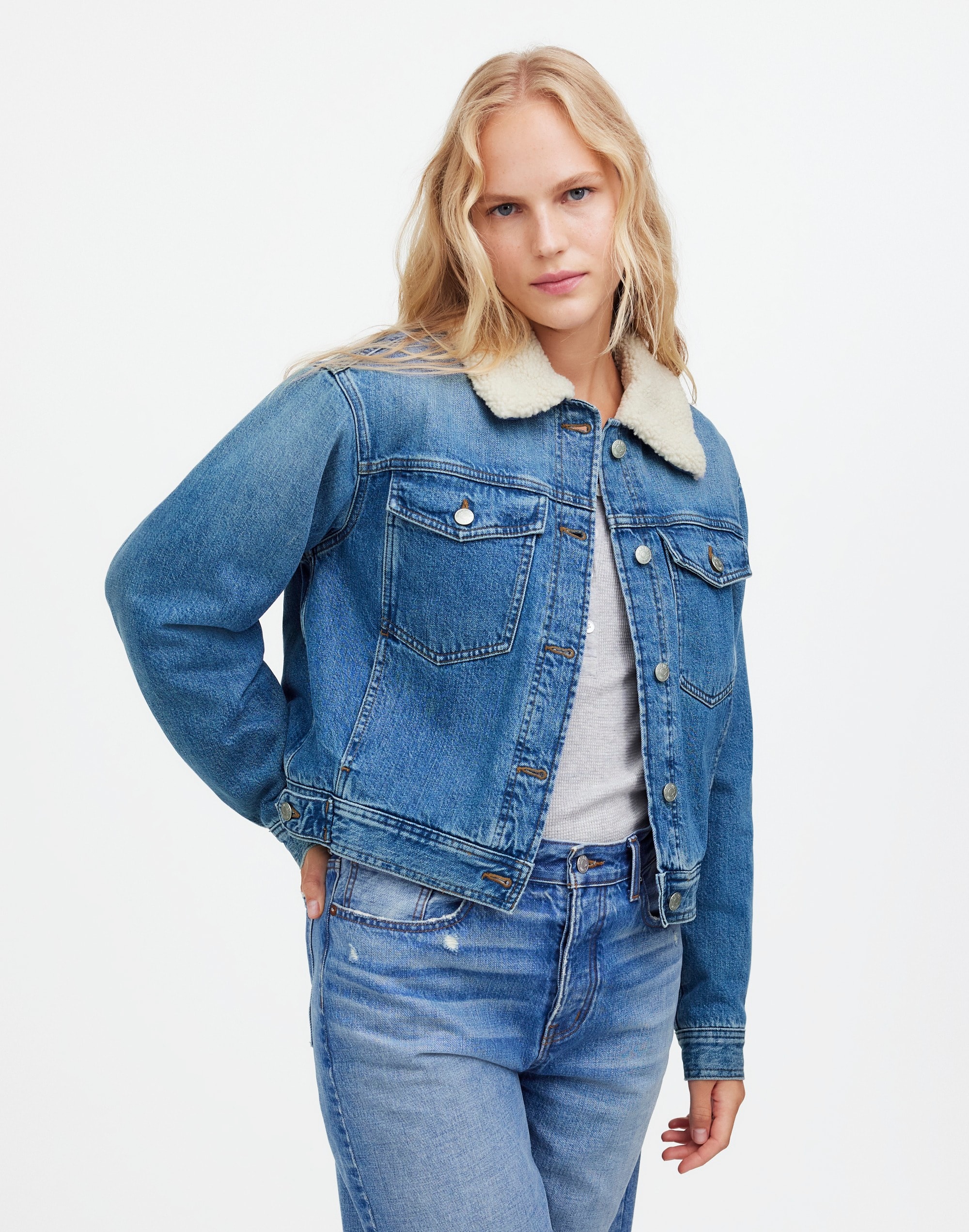 Sherpa-Collar Jean Jacket in Lanesboro Wash | Madewell