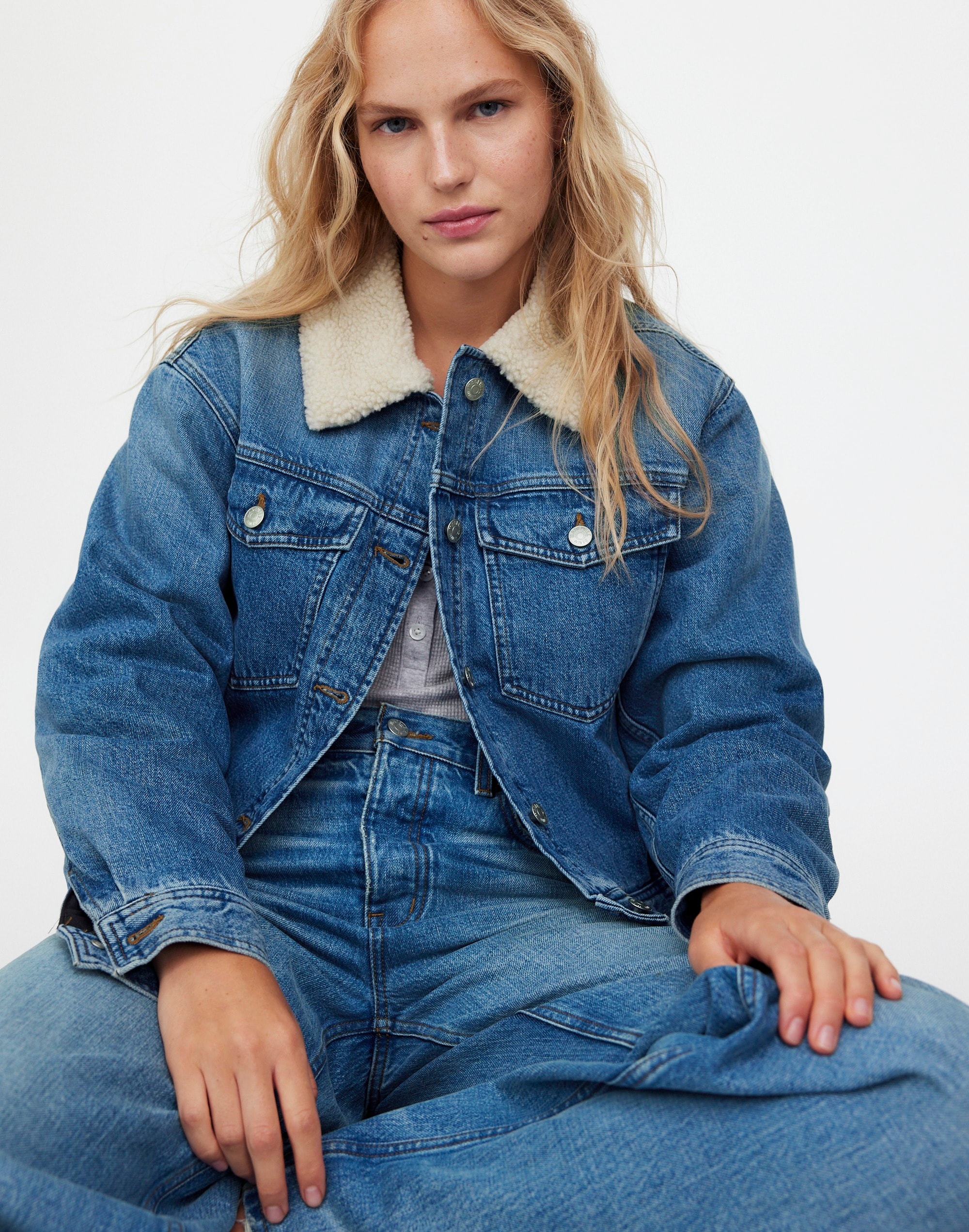 Sherpa-Collar Jean Jacket in Lanesboro Wash | Madewell