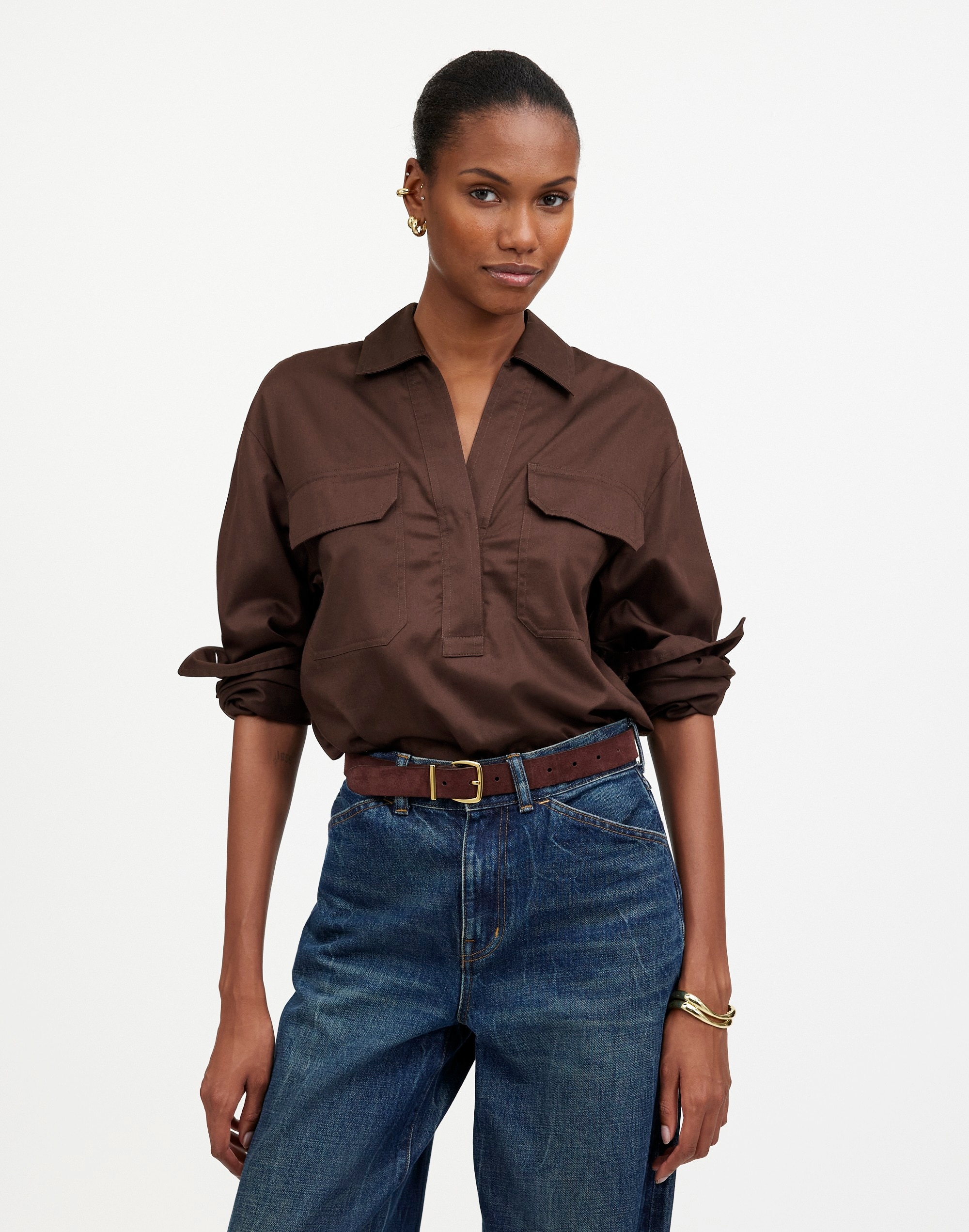 Utility Long-Sleeve Popover Shirt | Madewell