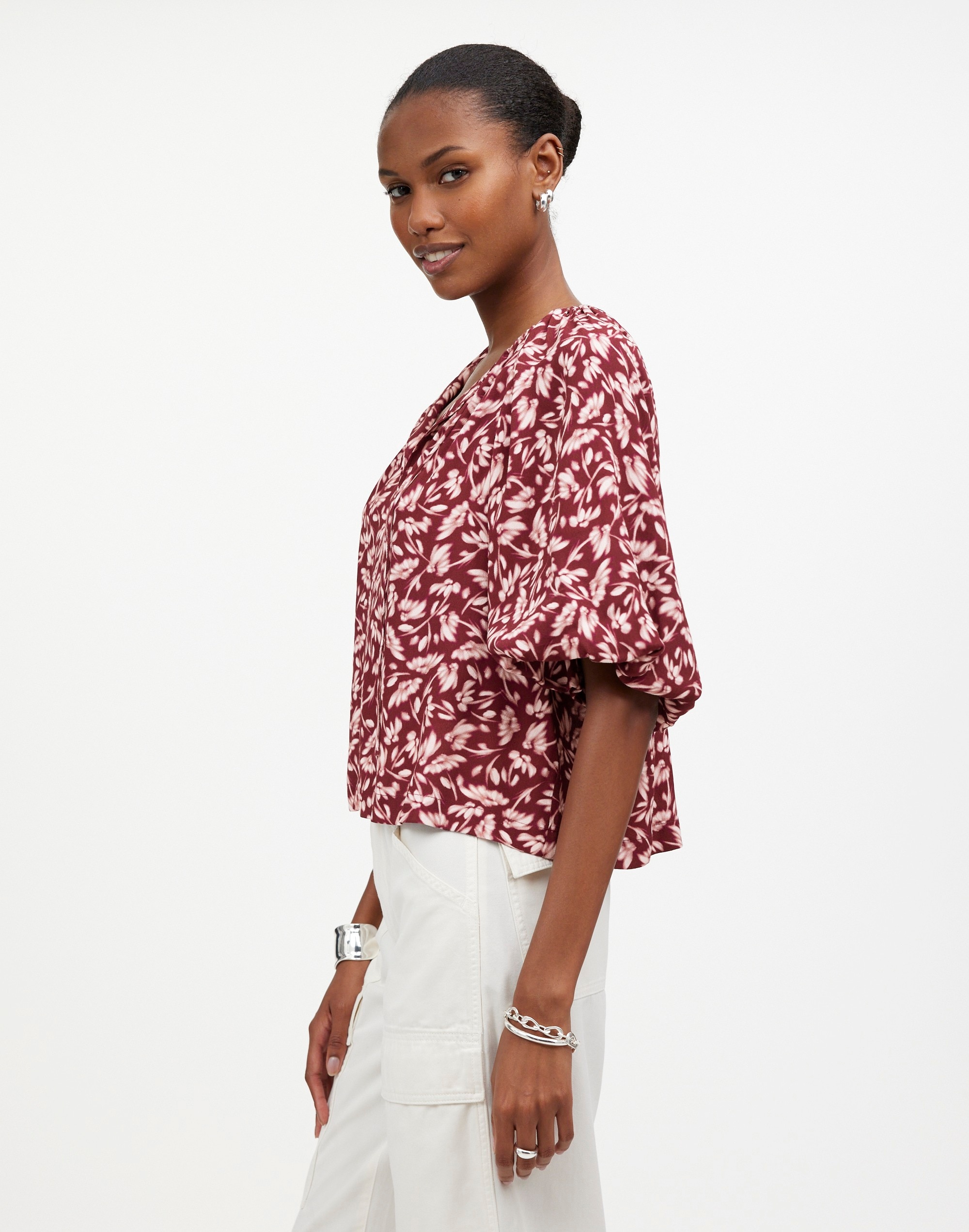 Bubble-Sleeve Top Floral | Madewell