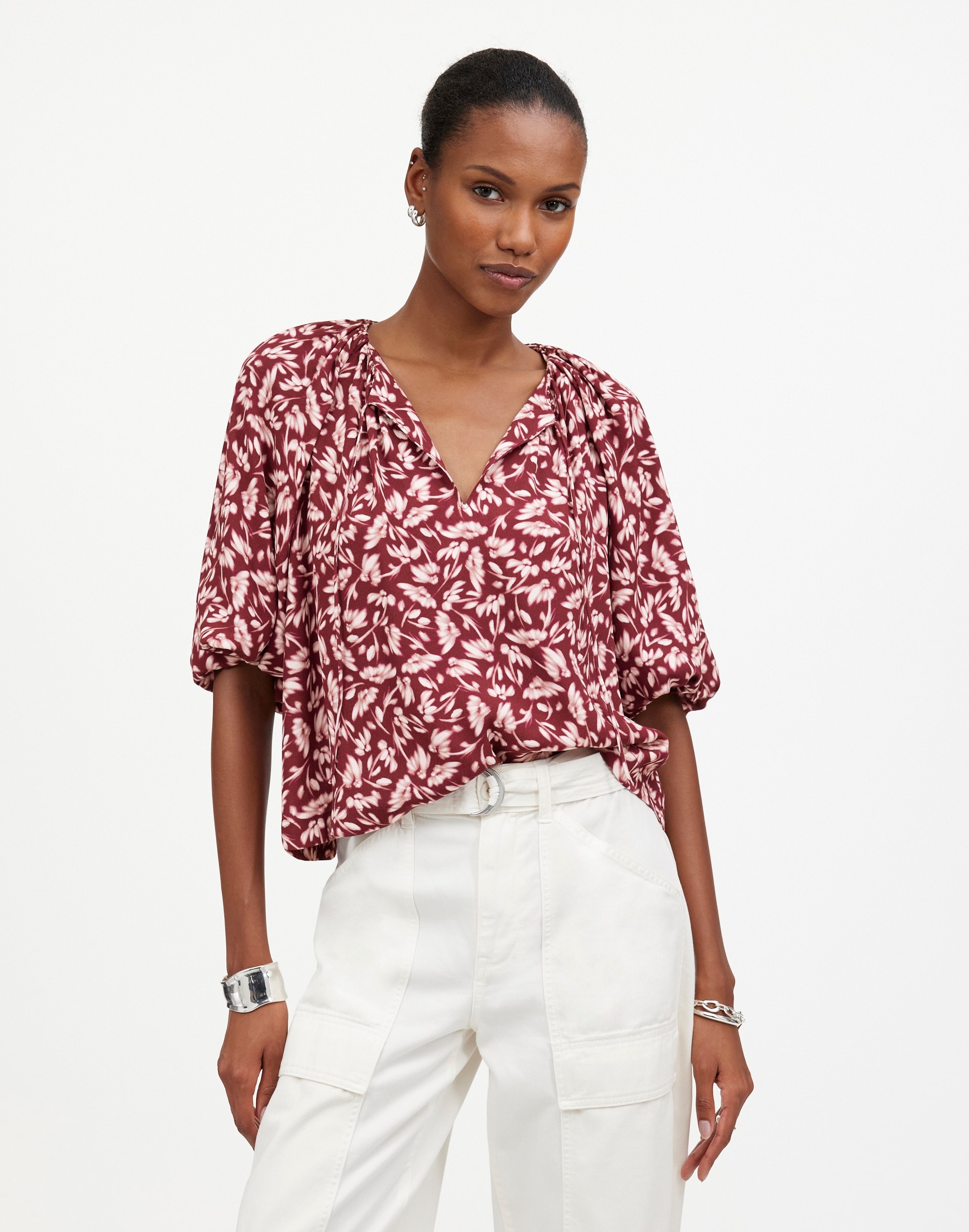 Bubble-Sleeve Top Floral | Madewell