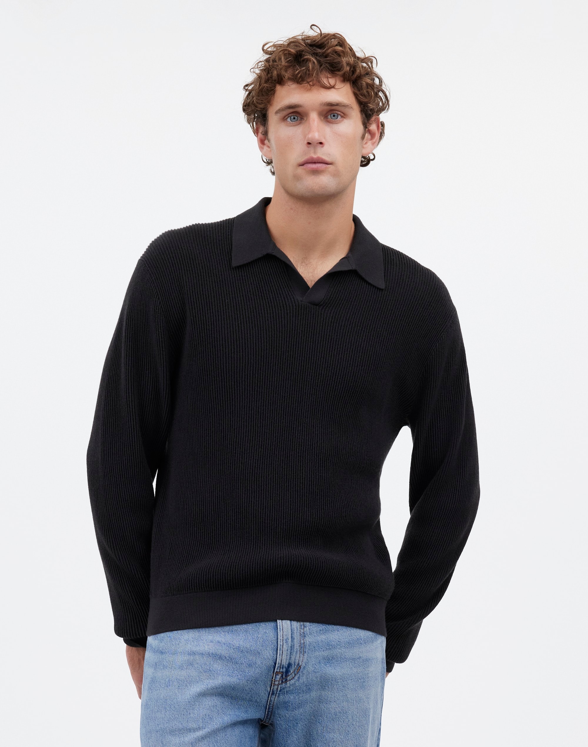 Johnny-Collar Sweater Polo Shirt Merino Wool | Madewell