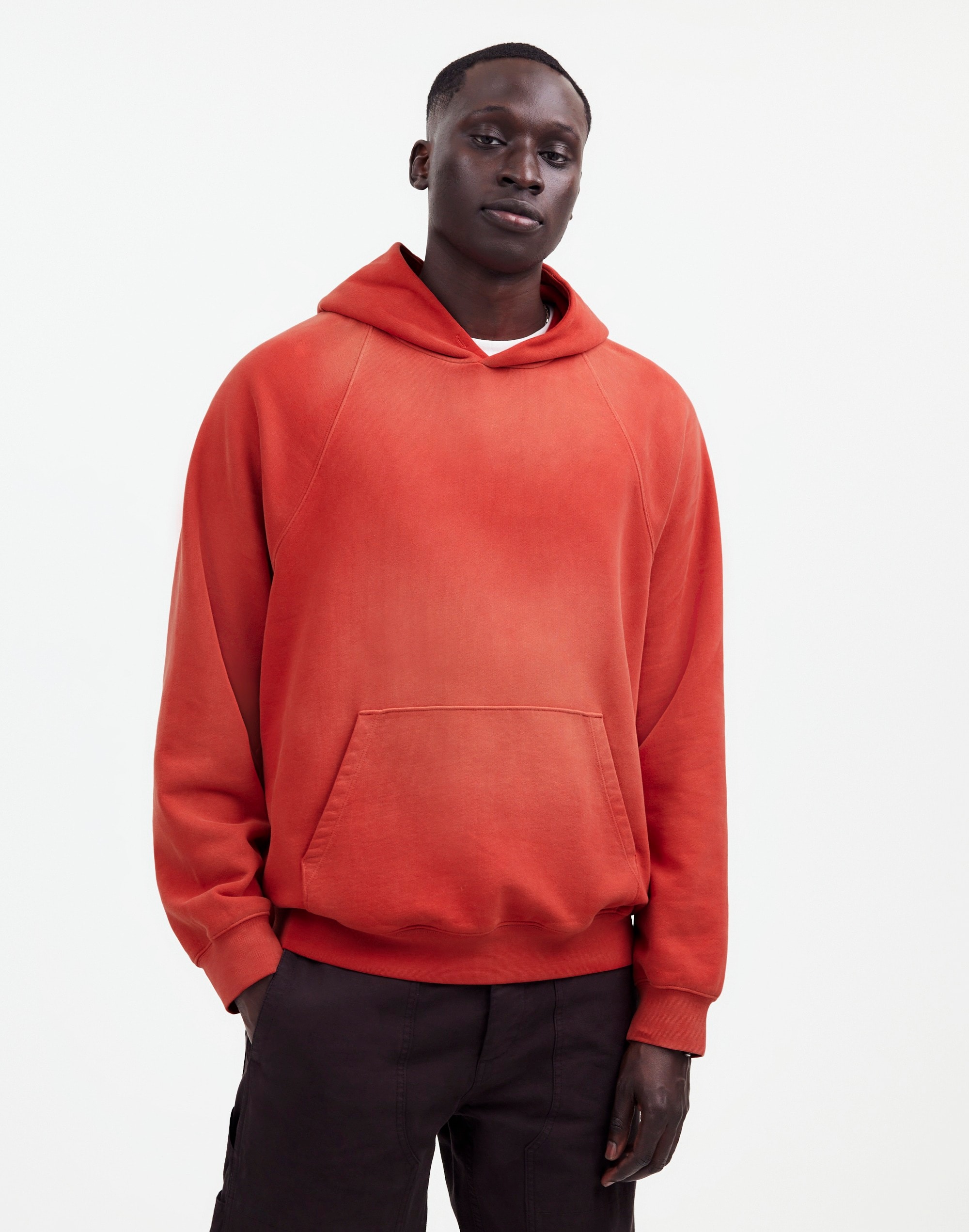 Mw The Mccarren Midweight Raglan-sleeve Hoodie Sweatshirt In Sunfaded Red