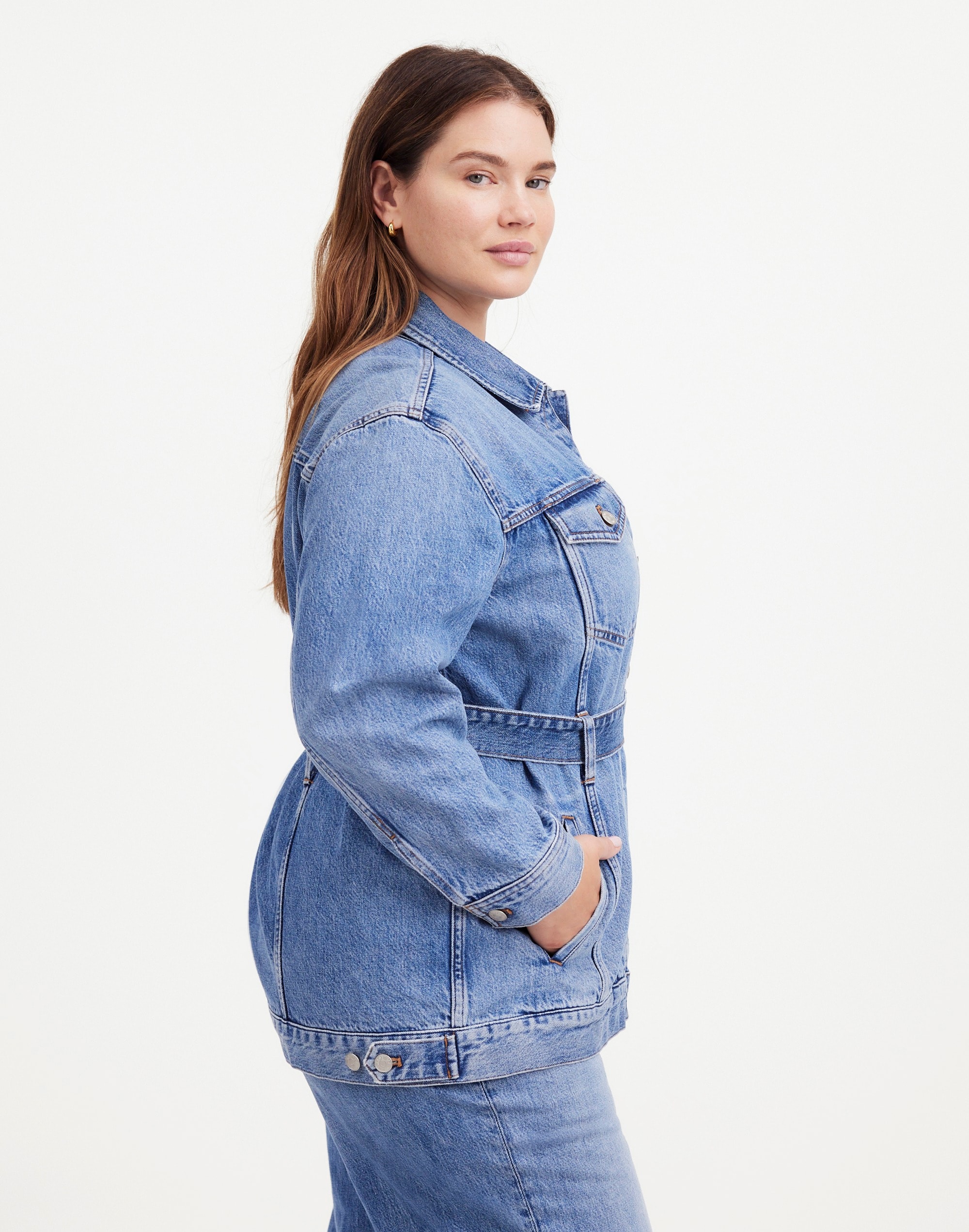 Plus Belted Oversized Trucker Jean Jacket Reston Wash | Madewell