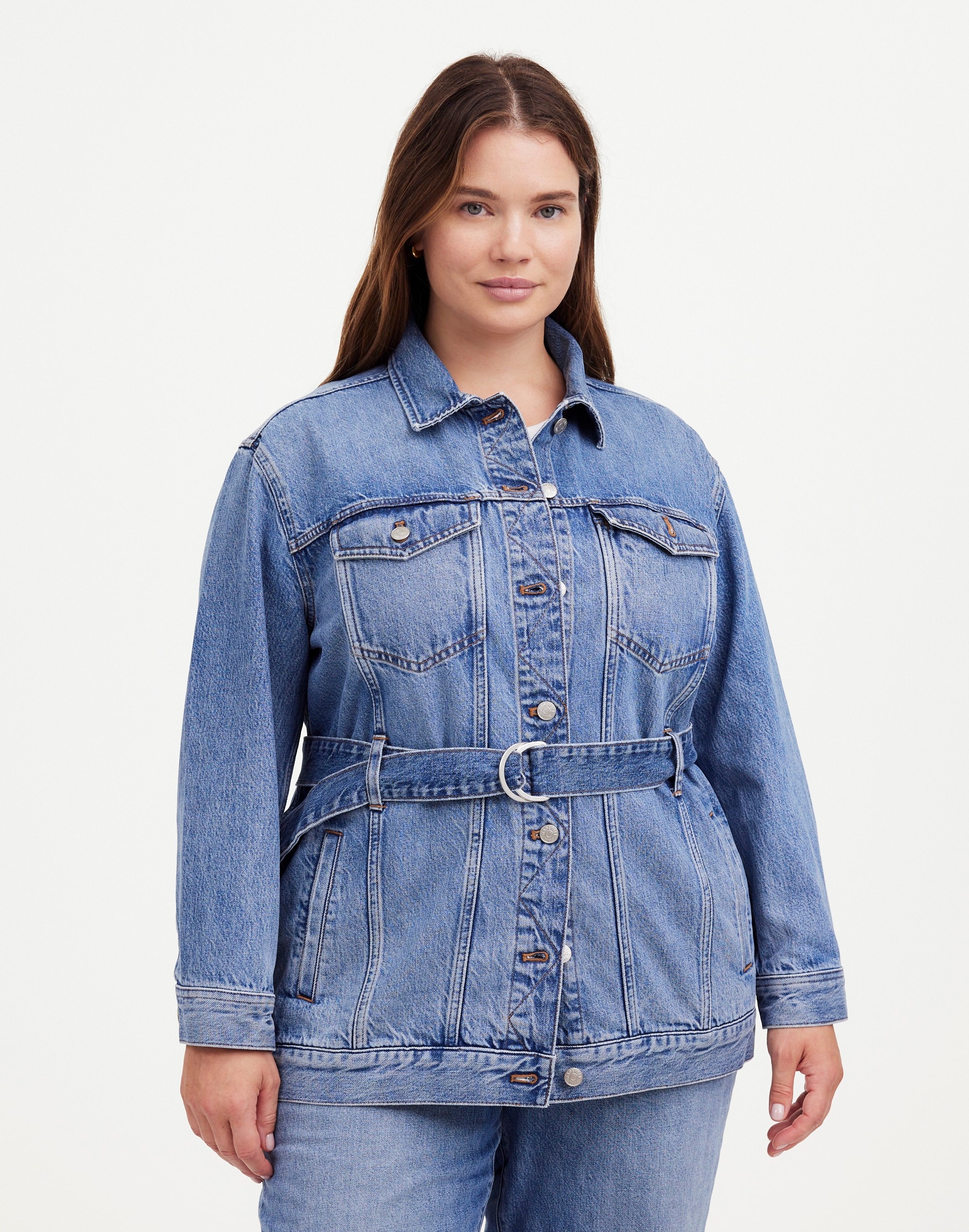 Plus Belted Oversized Trucker Jean Jacket Reston Wash | Madewell