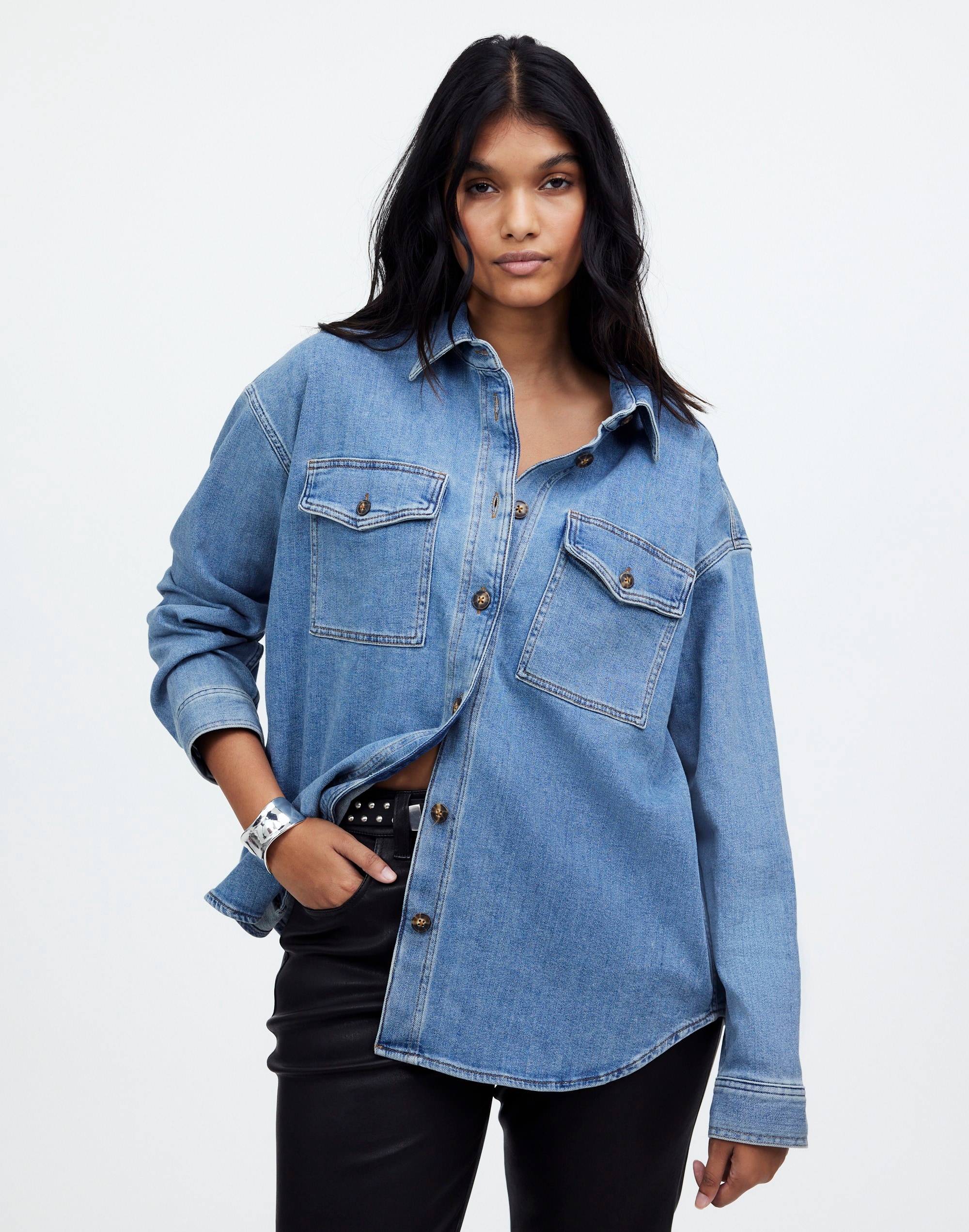 Plus Denim Long-Sleeve Button-Up Shirt Blissfield Wash | Madewell