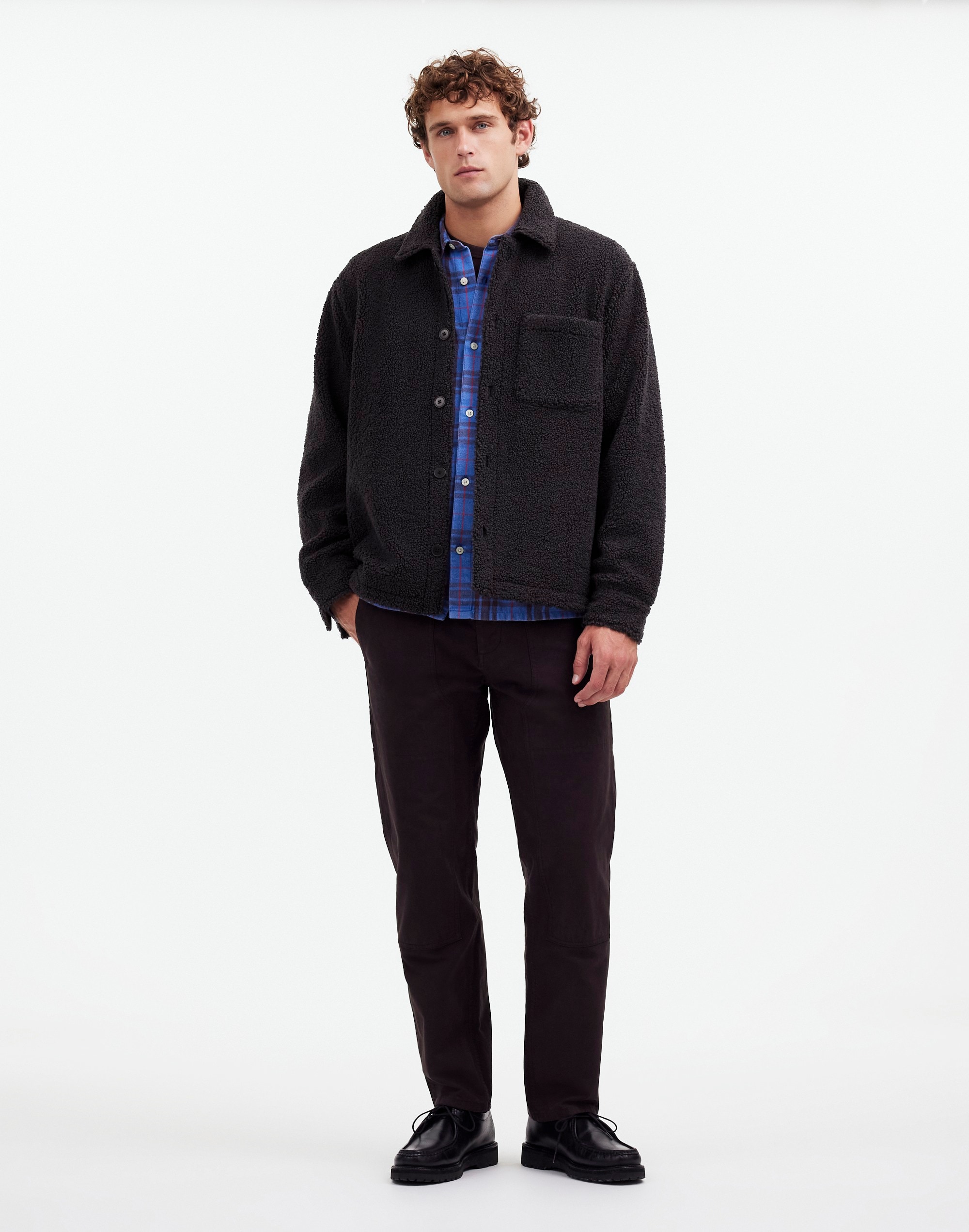 Mw Fleece Shirt-jacket In Black Coal