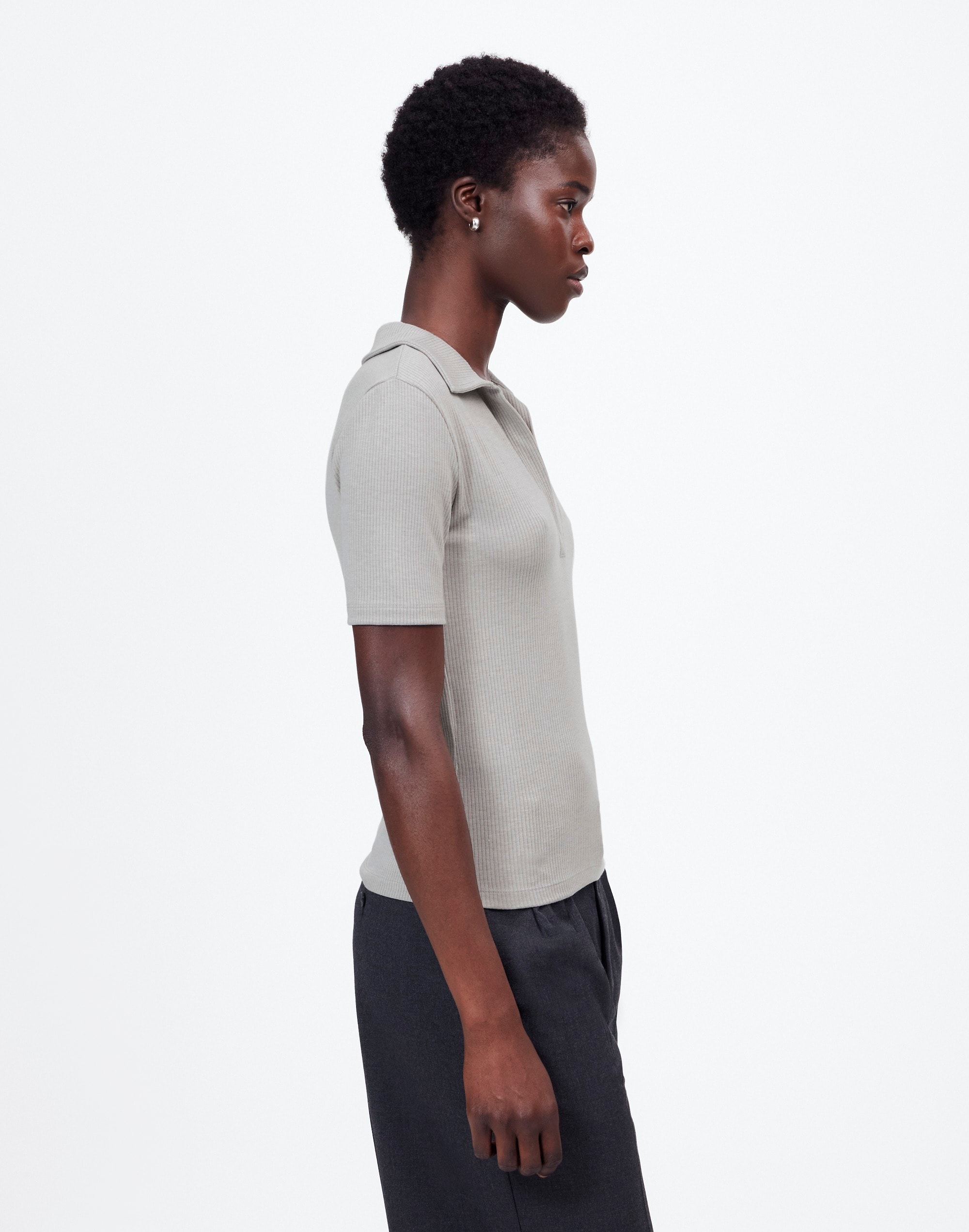 Drapey Rib Short-Sleeve Polo Top | Madewell