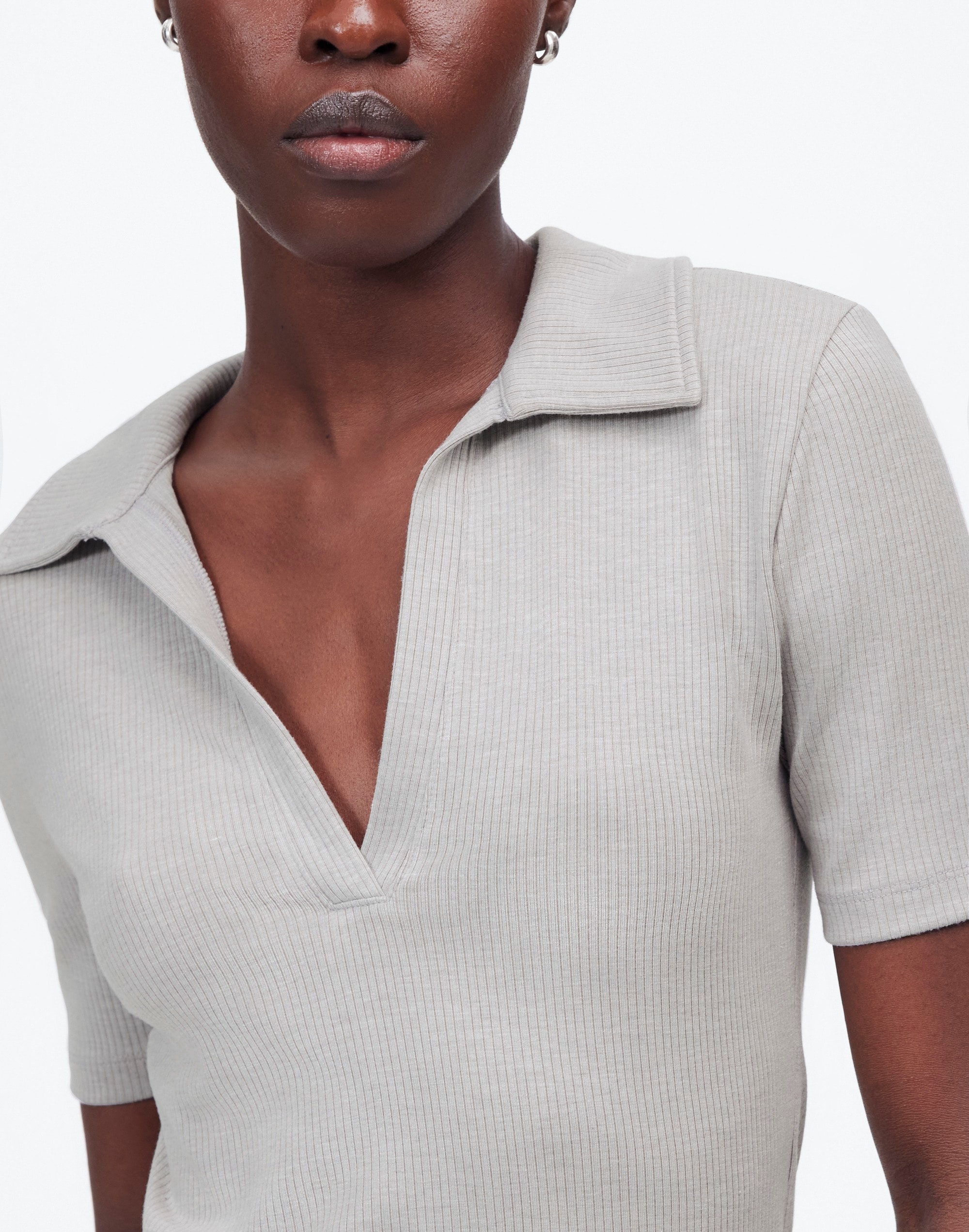 Drapey Rib Short-Sleeve Polo Top | Madewell