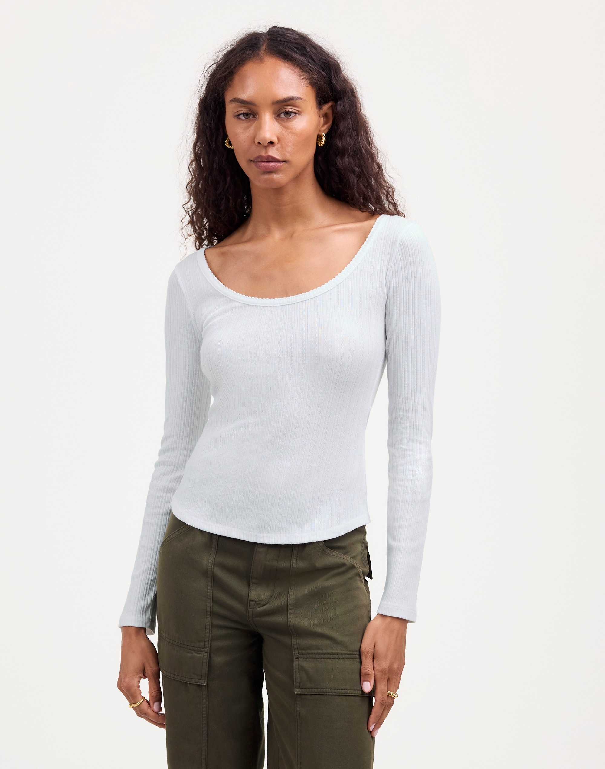 Pointelle Long-Sleeve Scoopneck Tee | Madewell