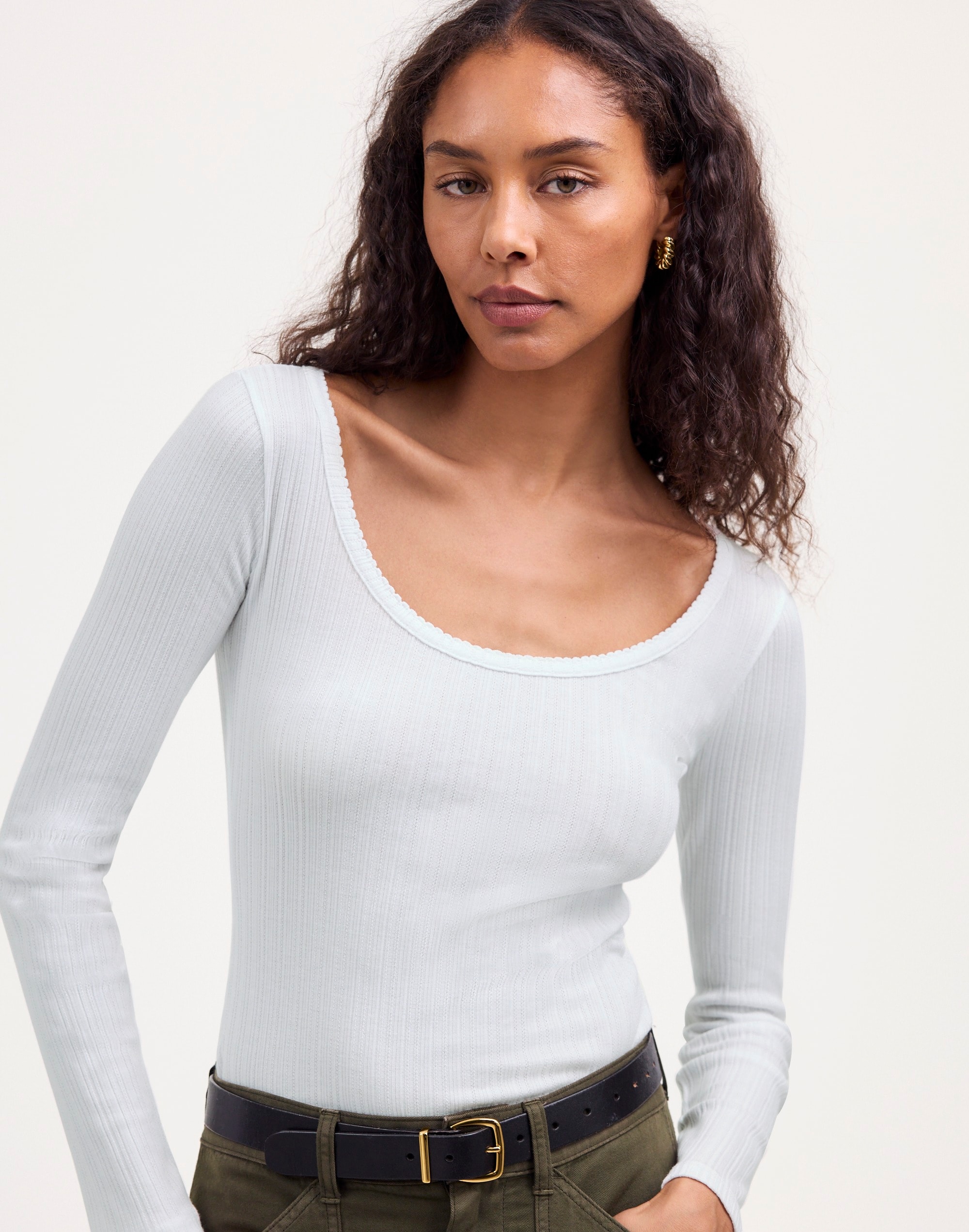 Pointelle Long-Sleeve Scoopneck Tee | Madewell