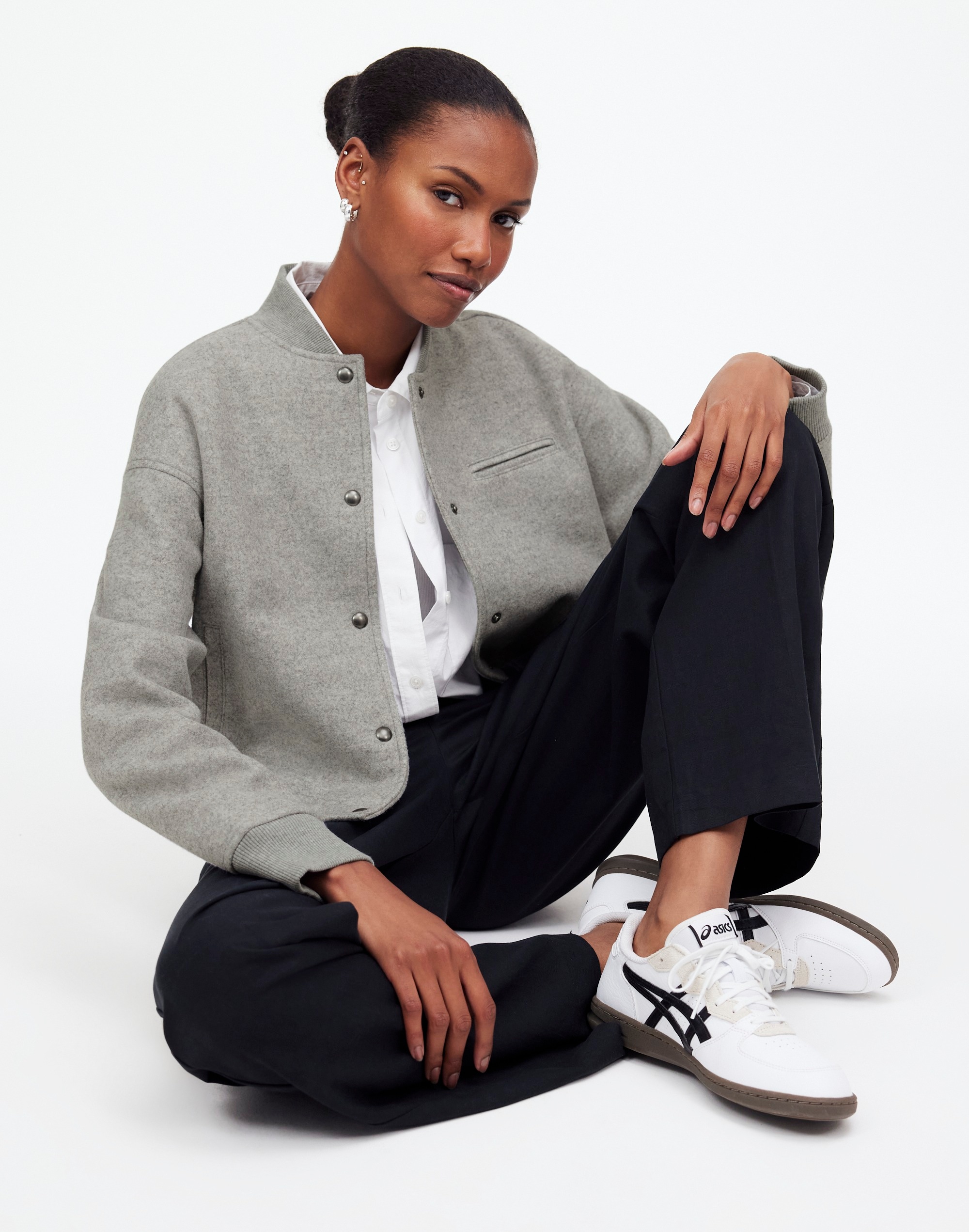 Madewell Sherpa Varsity Bomber Jacket Madewell Bethesda Row