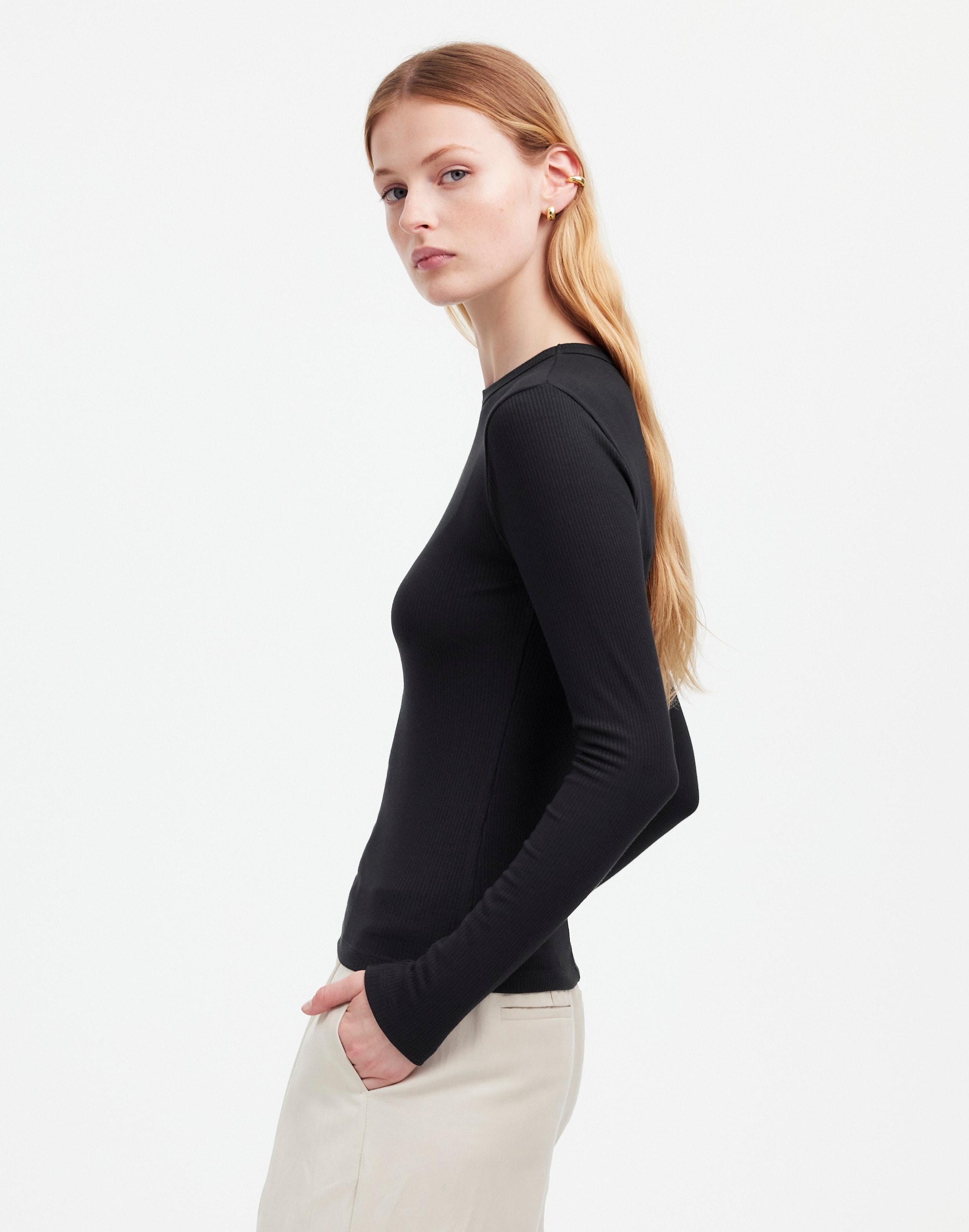 Drapey Rib Long-Sleeve Tee | Madewell