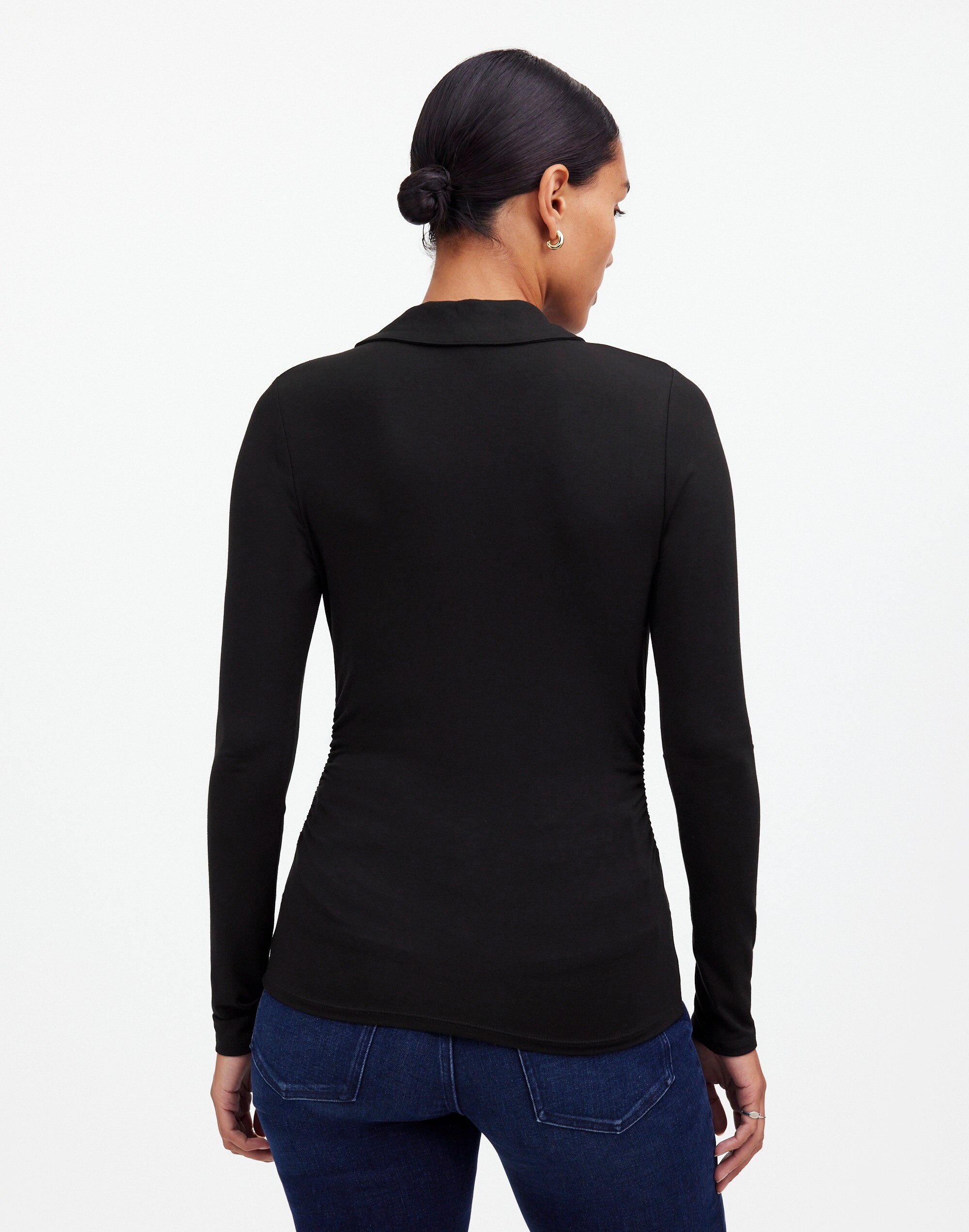 Side-Cinch Long-Sleeve Polo Top | Madewell