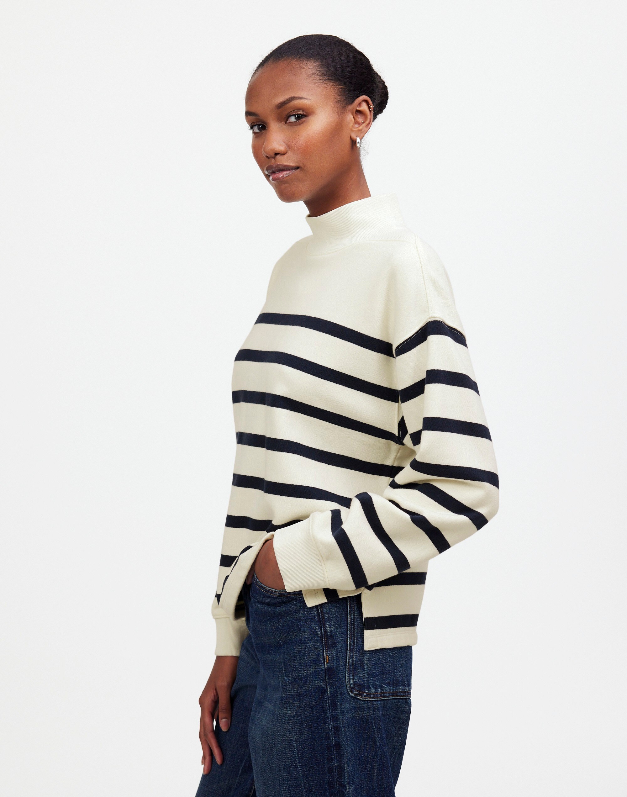 Midweight Mockneck Sweatshirt Stripe | Madewell