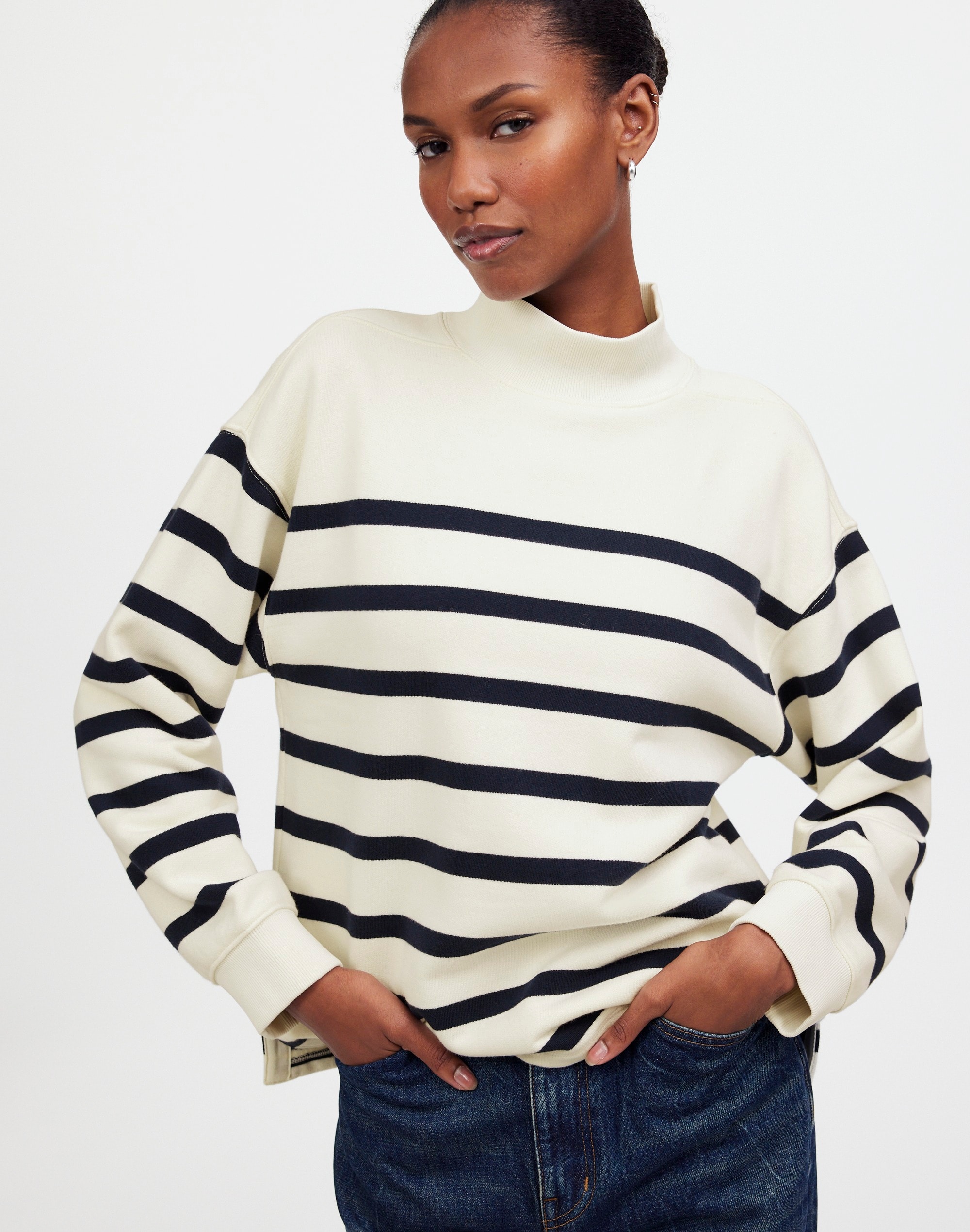 Midweight Mockneck Sweatshirt Stripe | Madewell