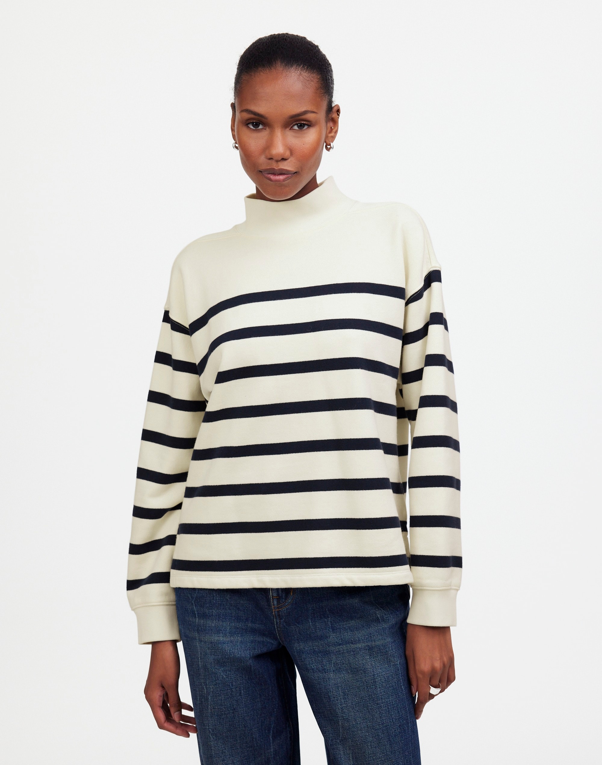 Mw Midweight Mockneck Sweatshirt In Creme Fraiche