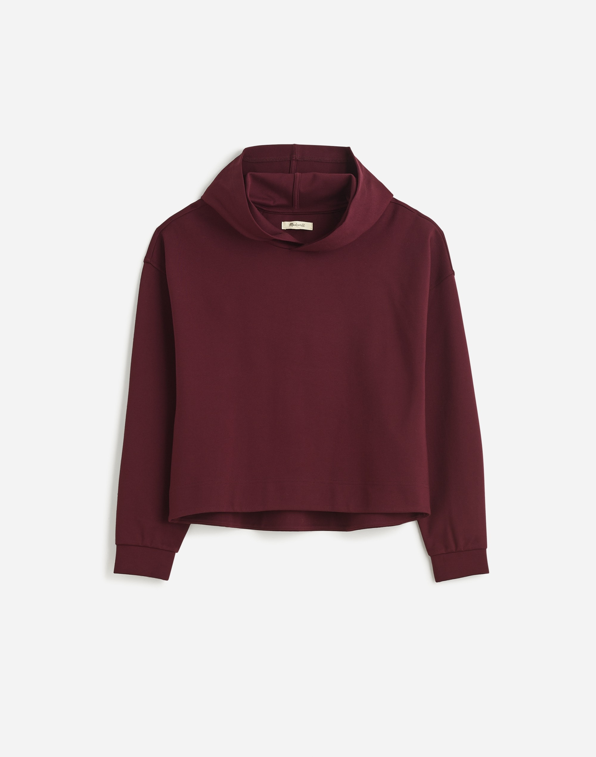 Mw Ponte Hoodie Sweatshirt In Dark Burgundy