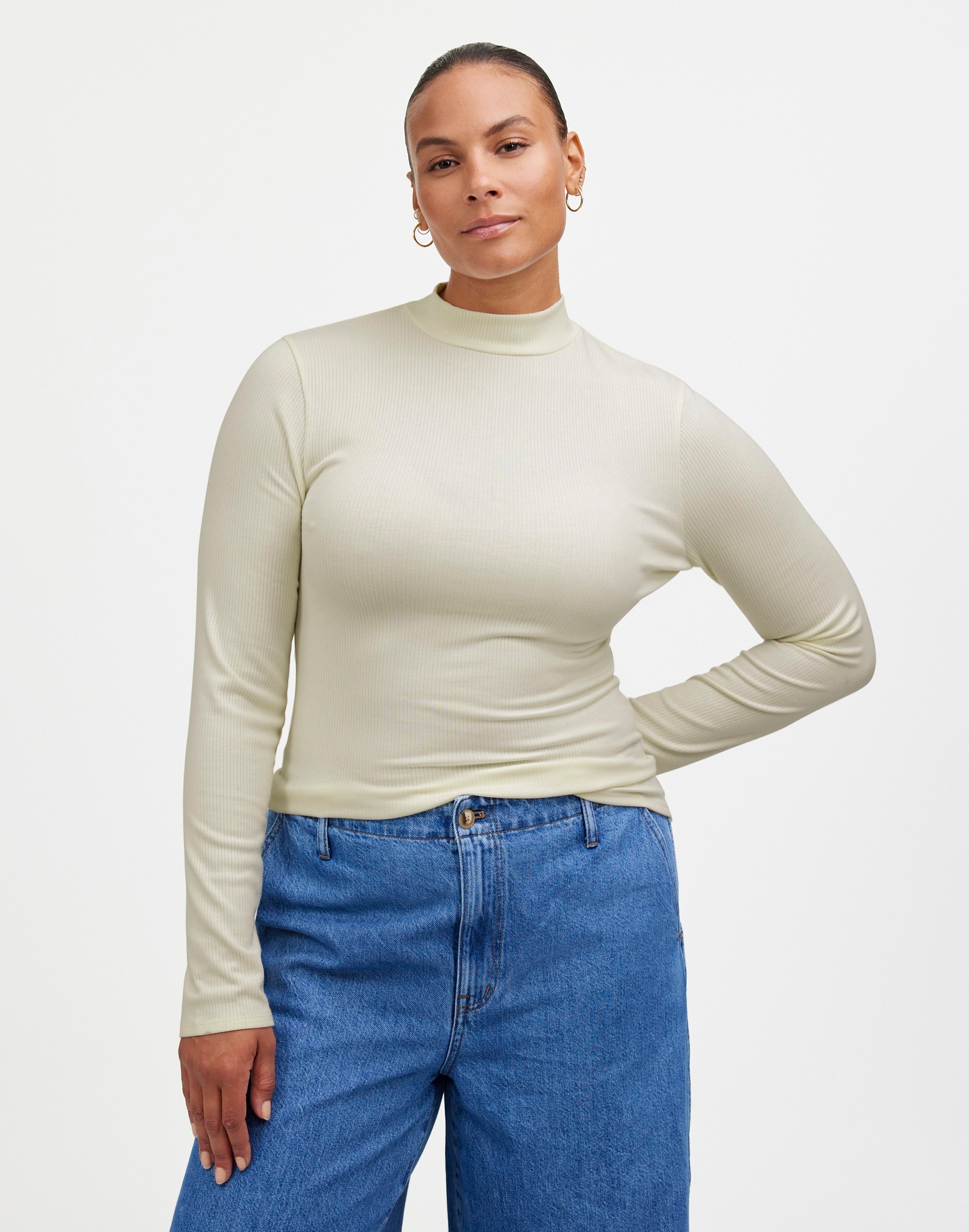 Drapey Rib Long-Sleeve Mockneck Top | Madewell