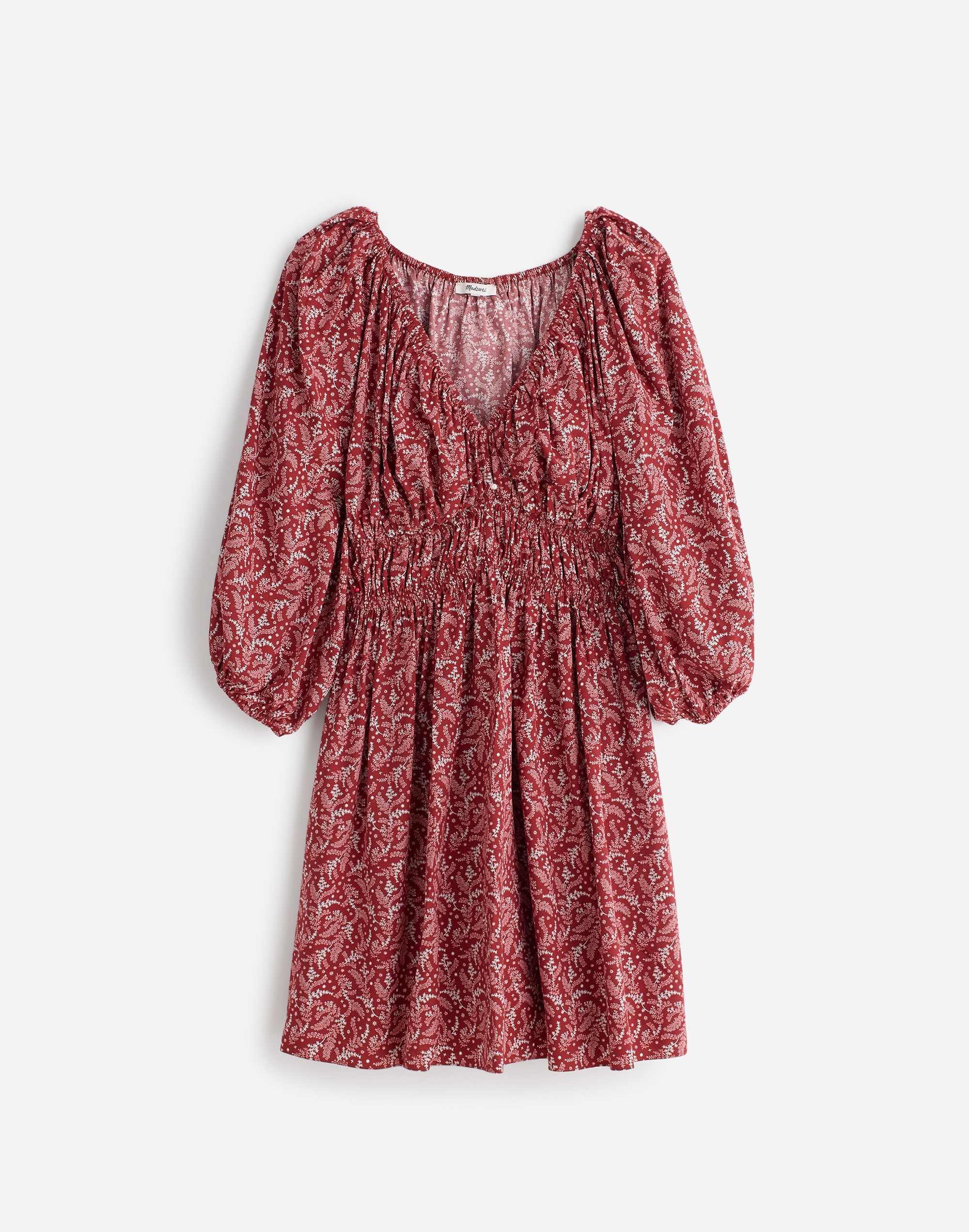 Puff-Sleeve V-Neck Mini Dress Paisley Floral | Madewell