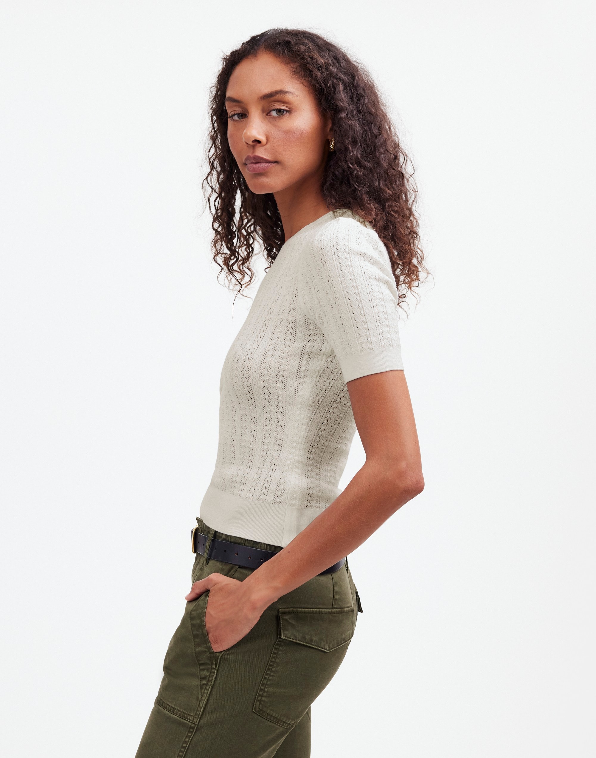 The Signature Open-Knit Crewneck Sweater Tee | Madewell