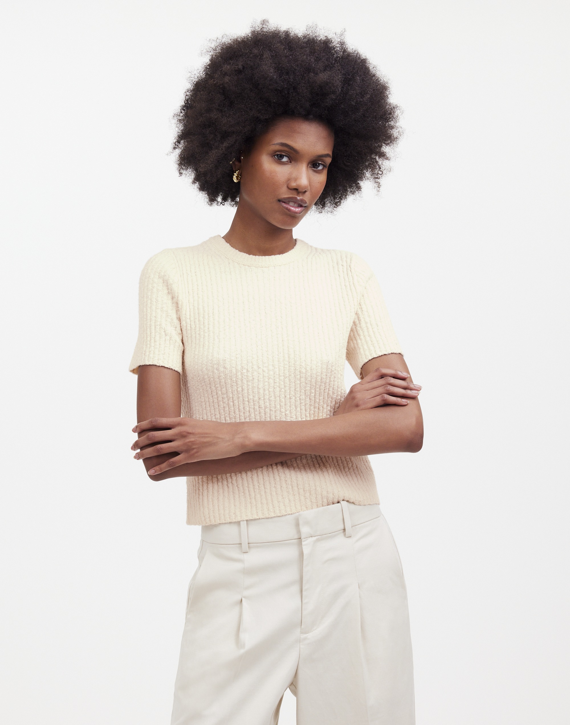 Bouclé-Knit Crewneck Sweater Tee | Madewell