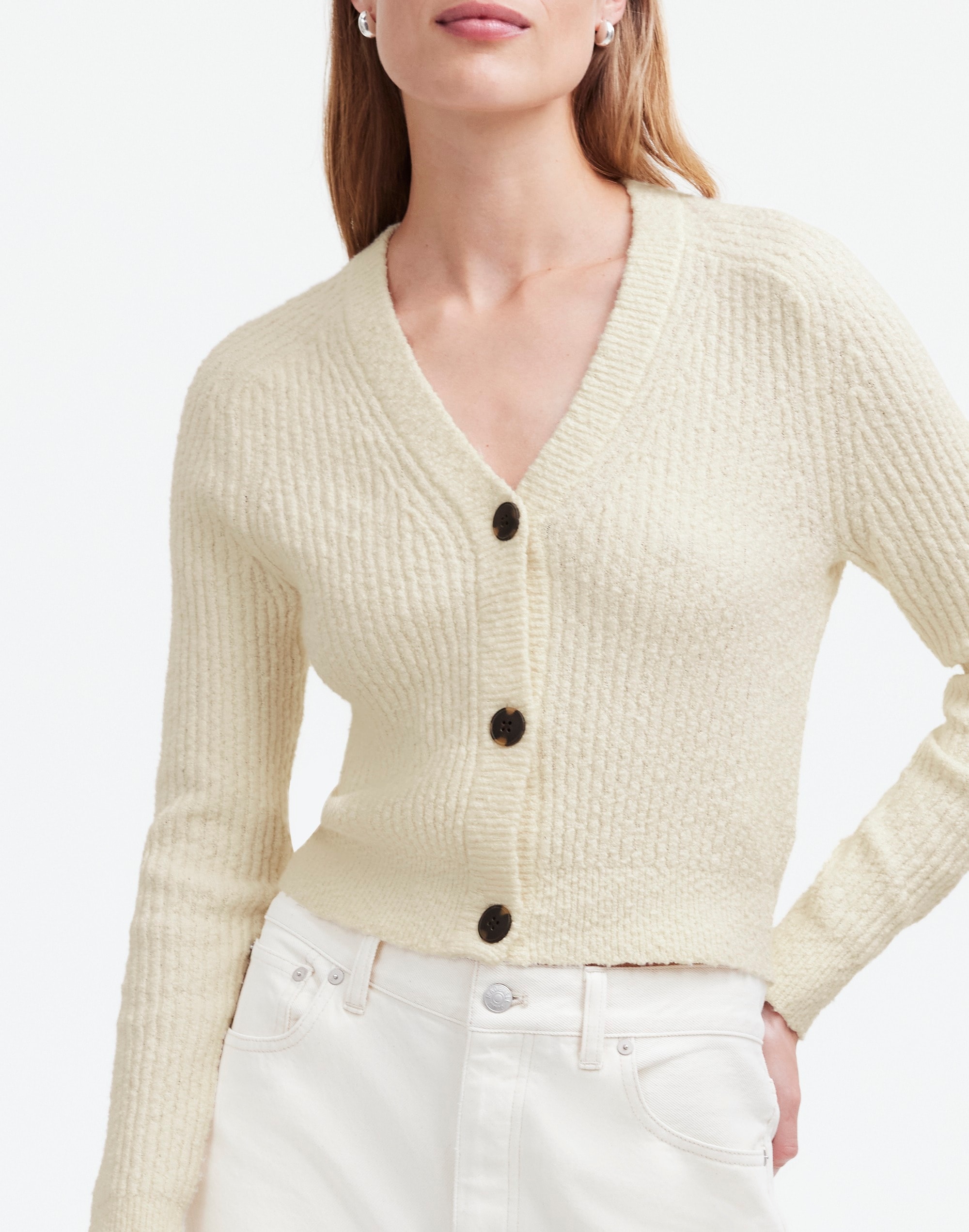 Bouclé-Knit V-Neck Cardigan Sweater | Madewell