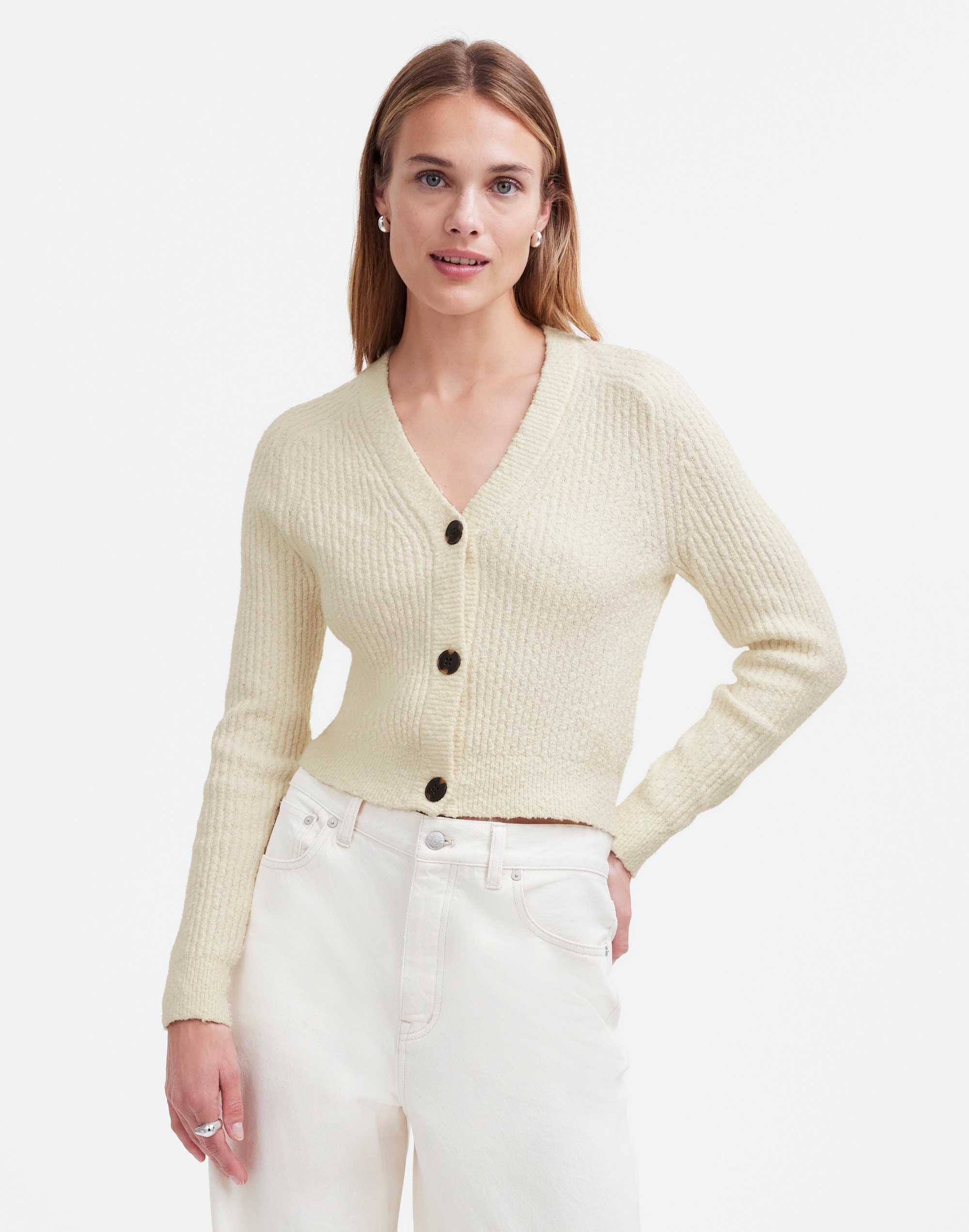 Bouclé-Knit V-Neck Cardigan Sweater | Madewell